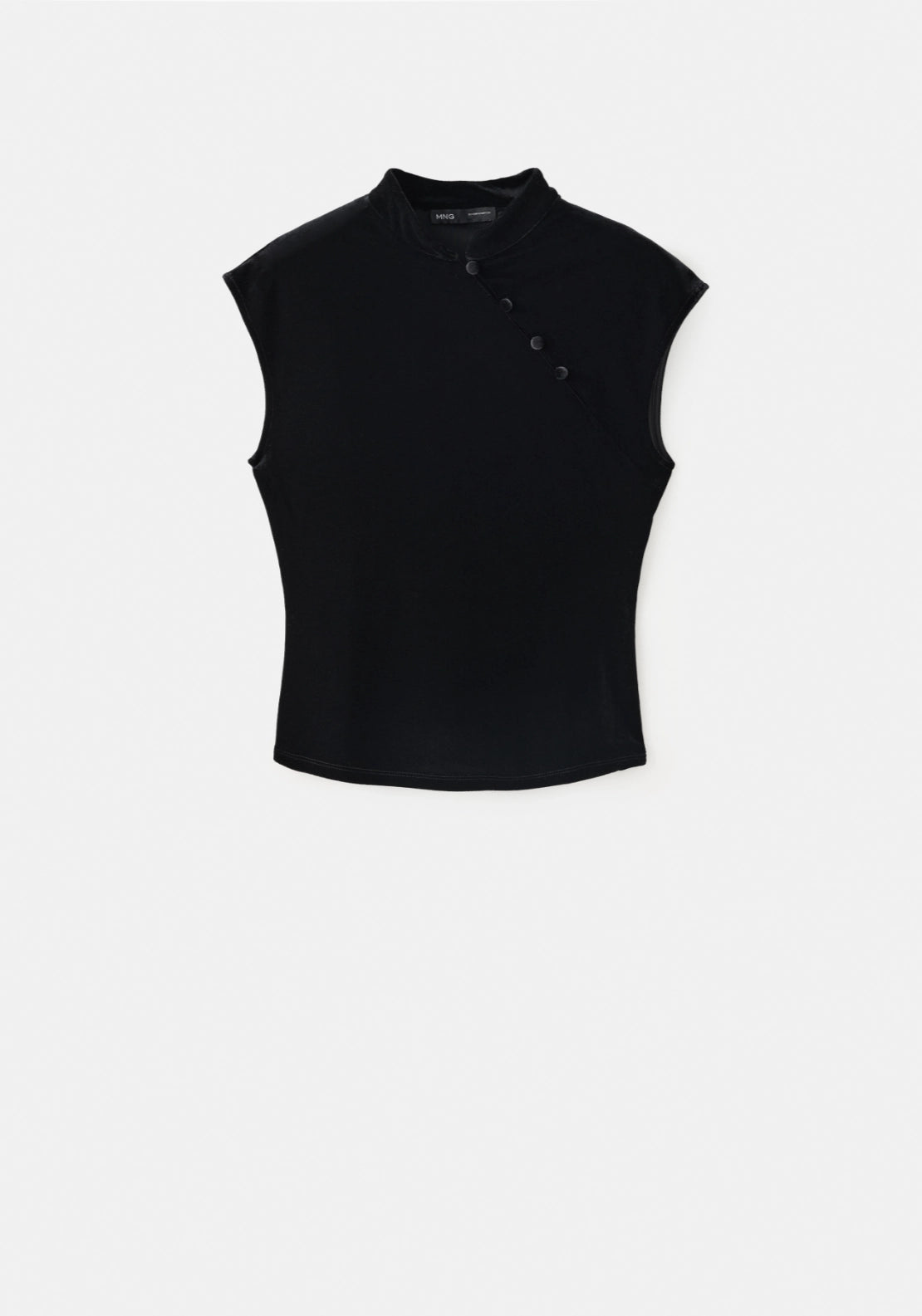 Velvet Top With Buttons - Black