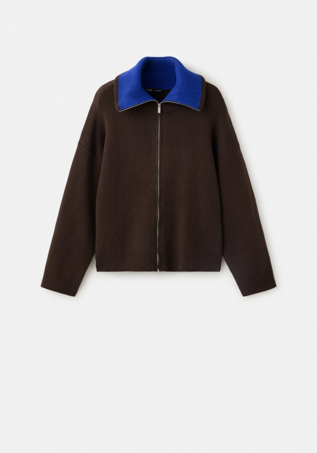 Two-Tone Knit Cardigan - Brown