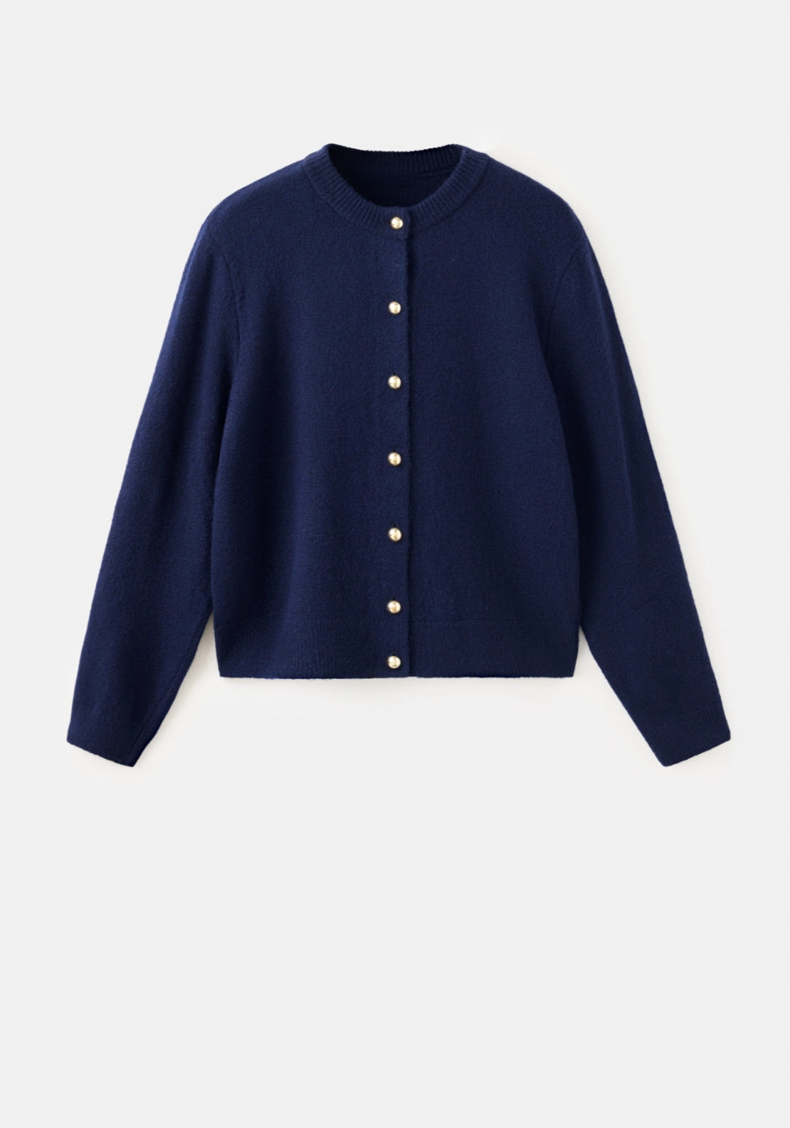 Knitted Cardigan With Metal Buttons - Blue