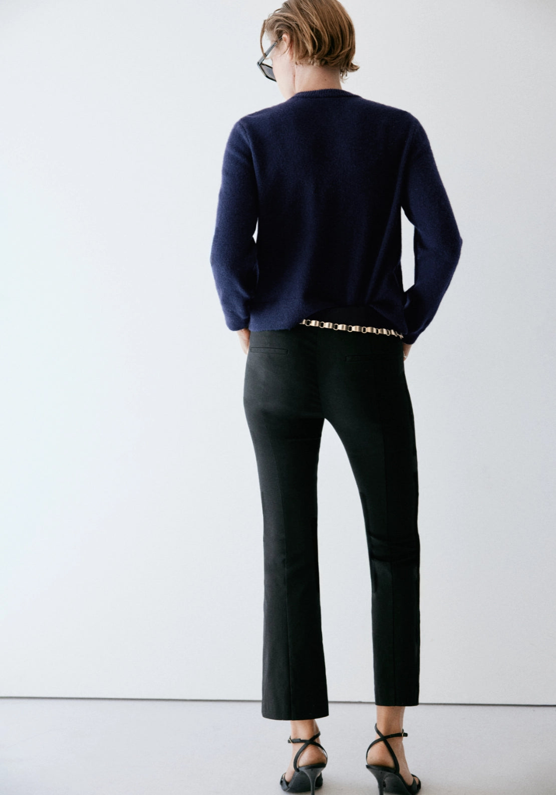 Knitted Cardigan With Metal Buttons - Blue