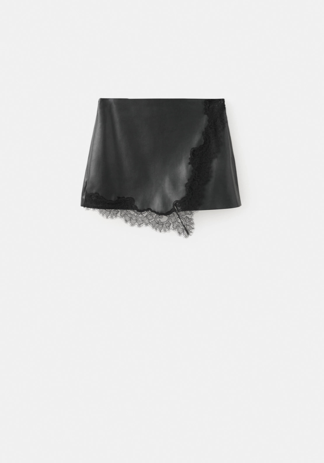 Skirt Leather Effect and Lace - Black