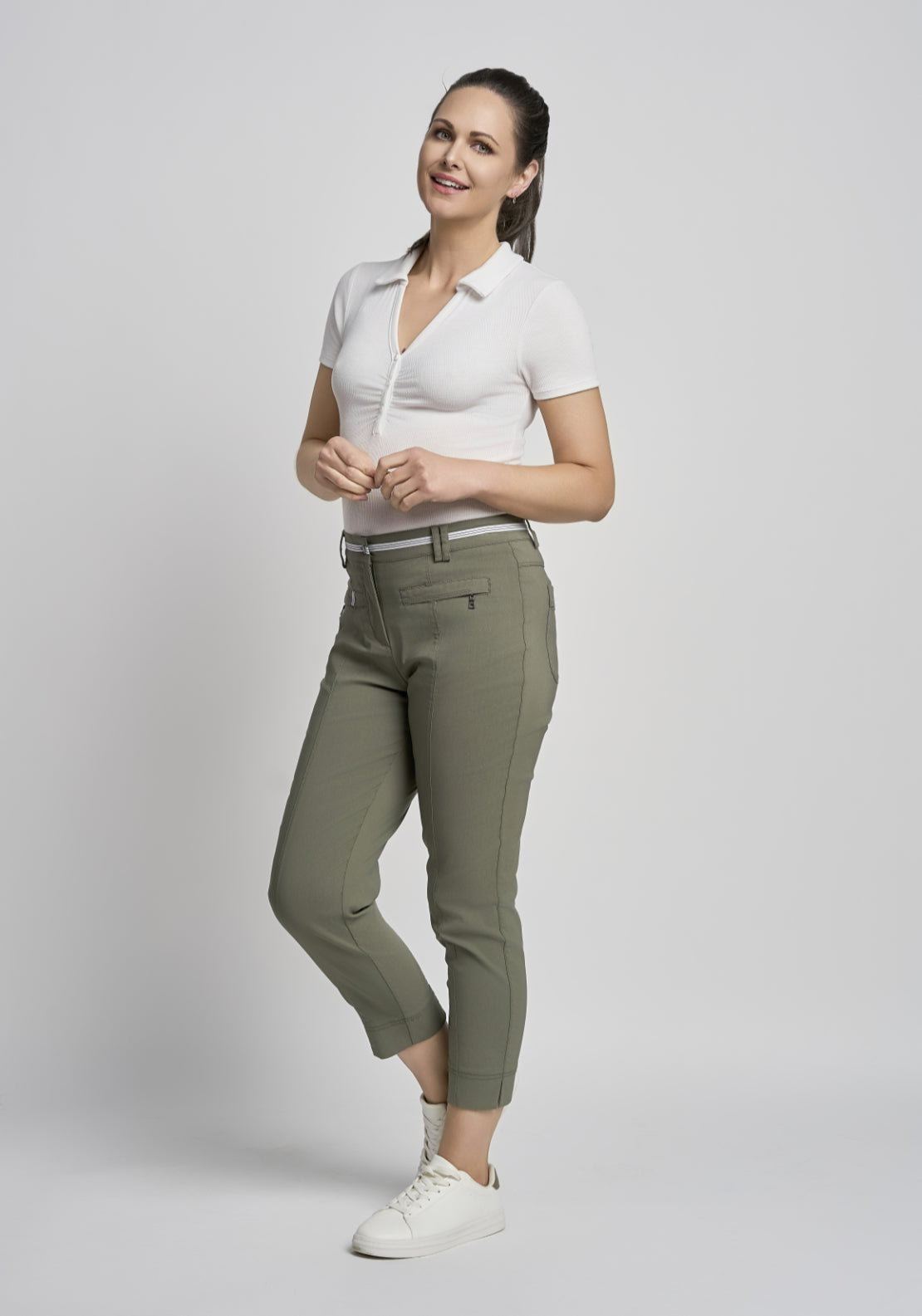 Ribbon Waistband Trouser - Green