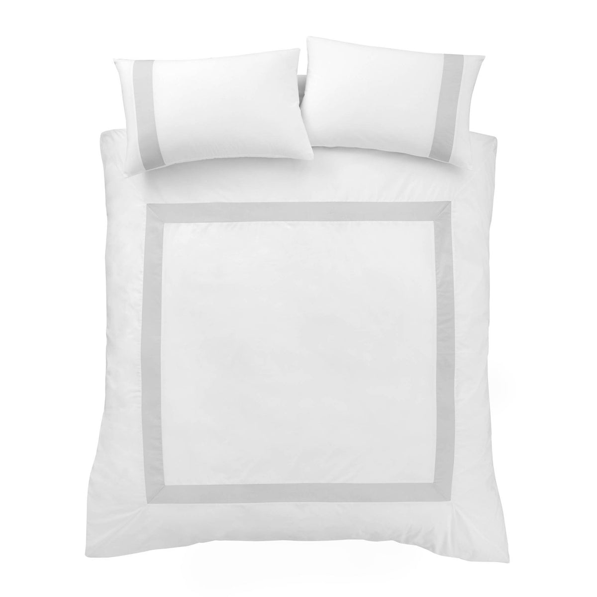 Tailored 180 Thread Count Cotton Duvet Cover Set - White / Silver