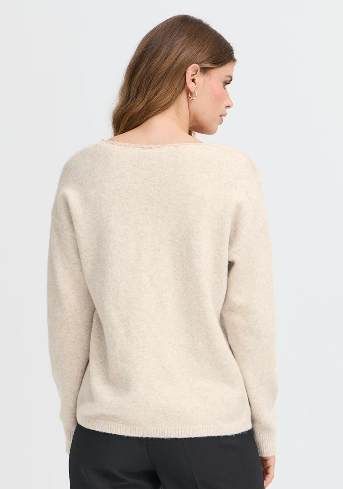 Fransa Ellen Pullover - Oatmeal Melange 2 Shaws Department Stores