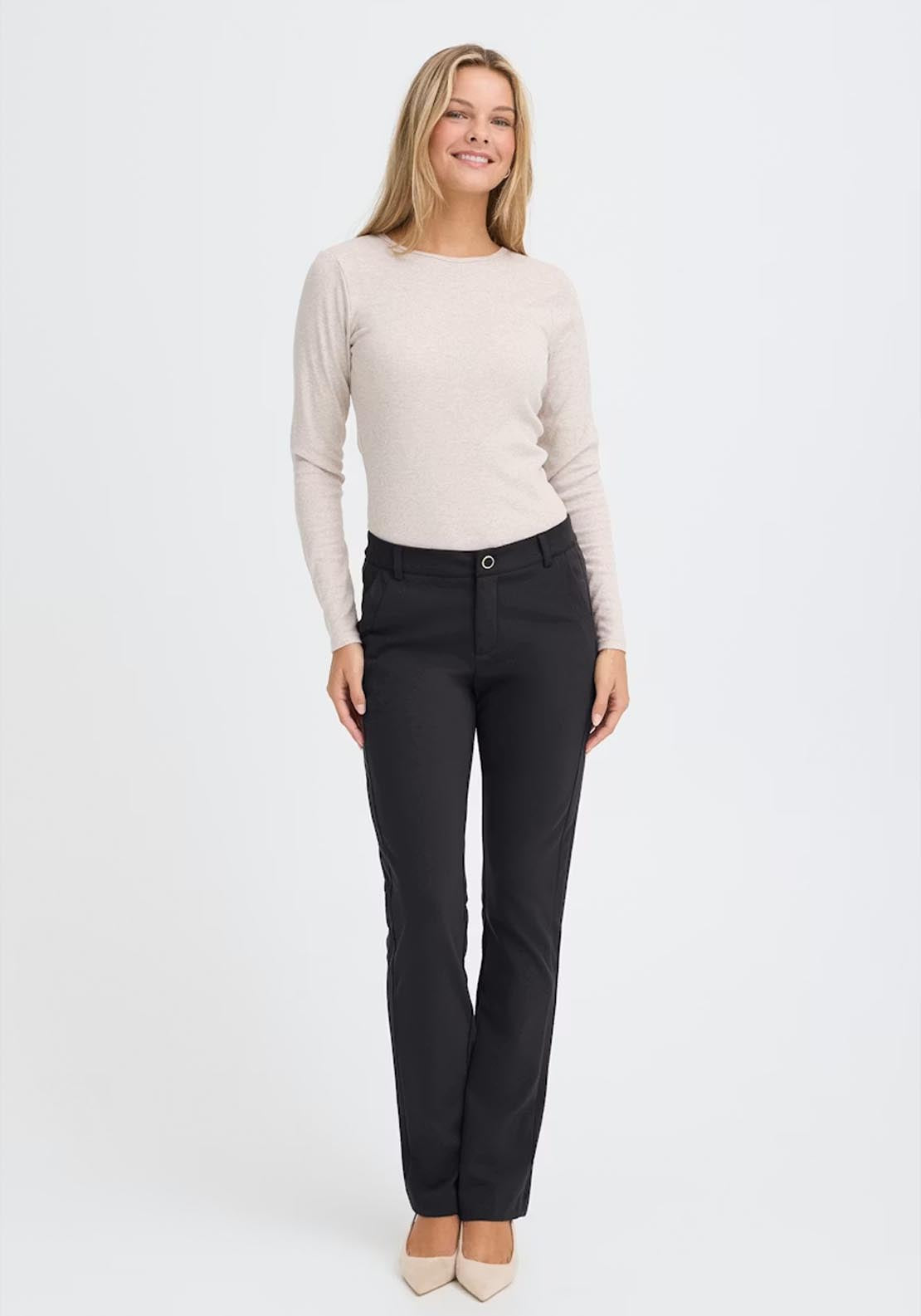Fransa Lano Trousers - Black 5 Shaws Department Stores