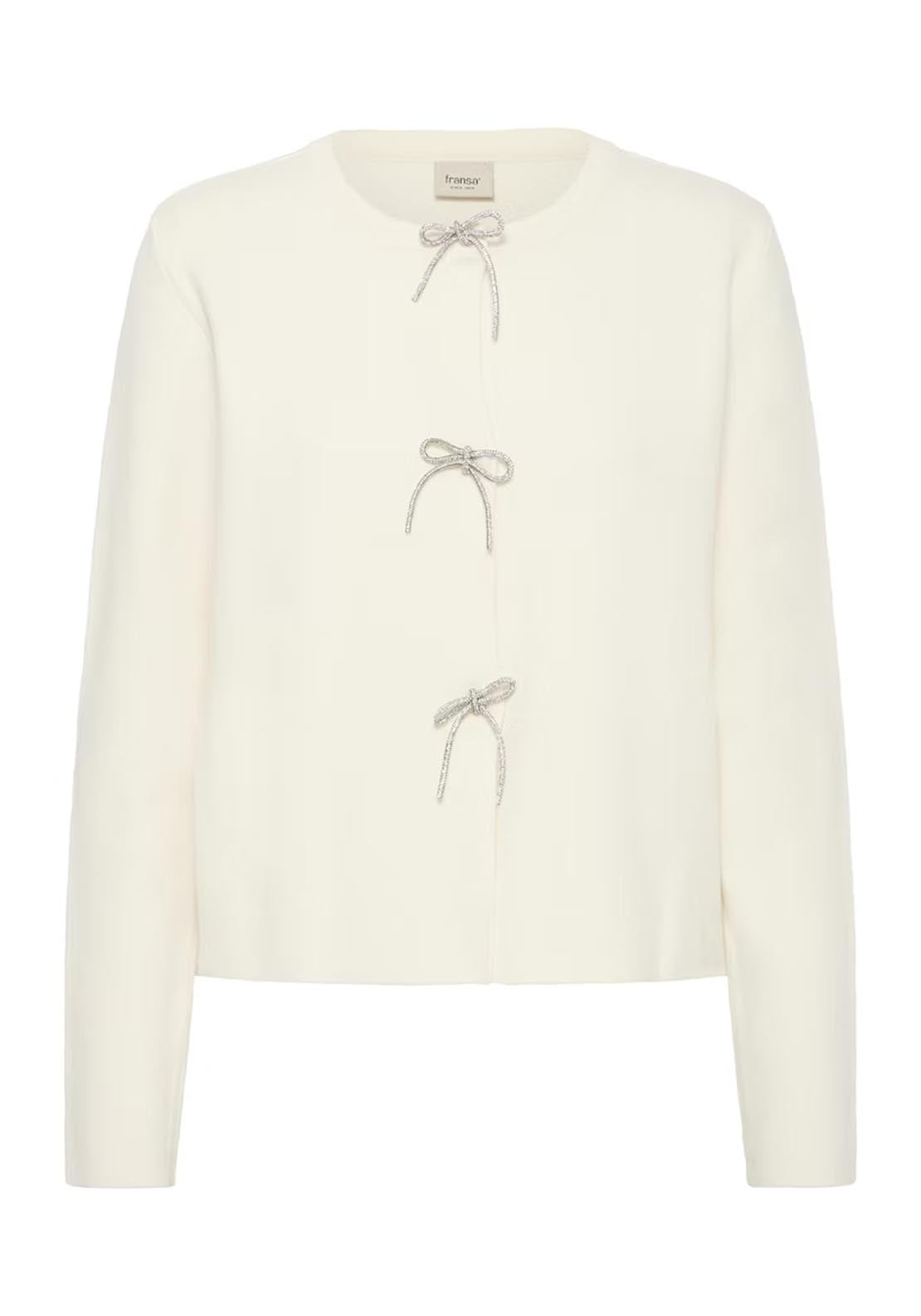 Fransa Sally Cardigan - White 8 Shaws Department Stores