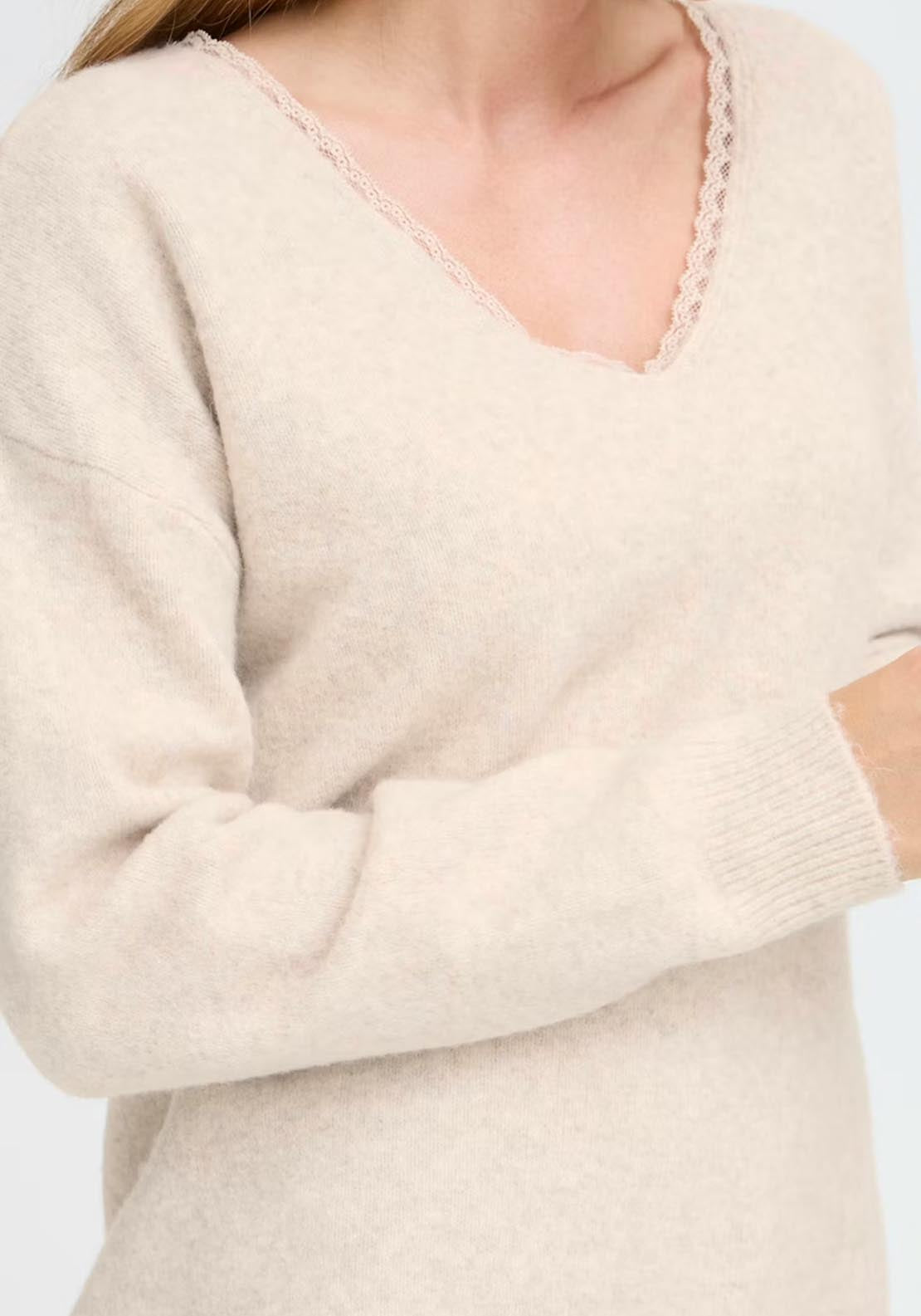 Fransa Ellen Pullover - Oatmeal Melange 4 Shaws Department Stores