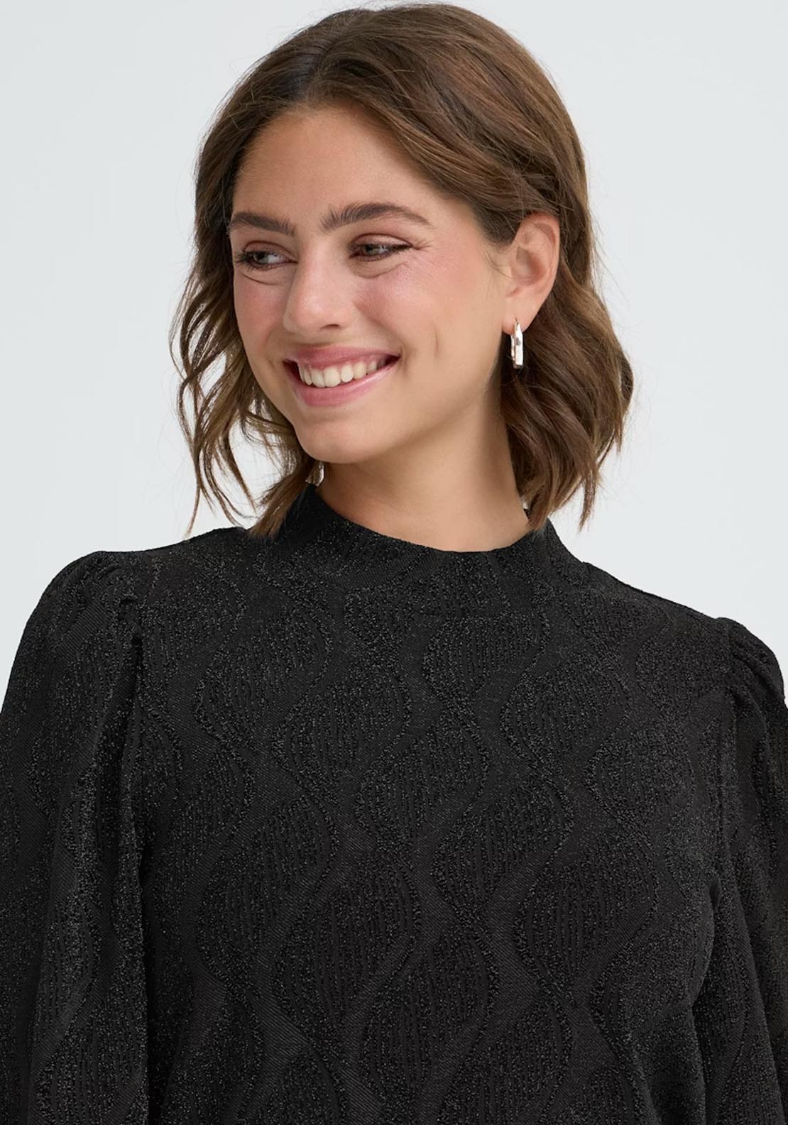 Fransa Avalon Dress - Black Jacquard 3 Shaws Department Stores