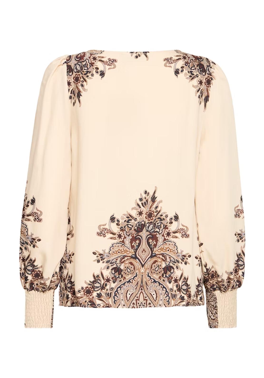 Fransa Long Sleeve Blouse - Pumicestone Paisley 10 Shaws Department Stores