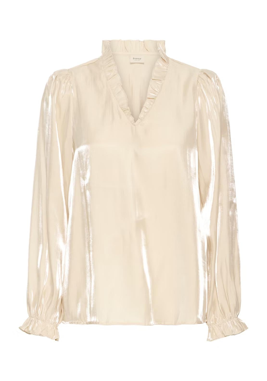Fransa Yolanda Blouse - Oyster Gray 7 Shaws Department Stores