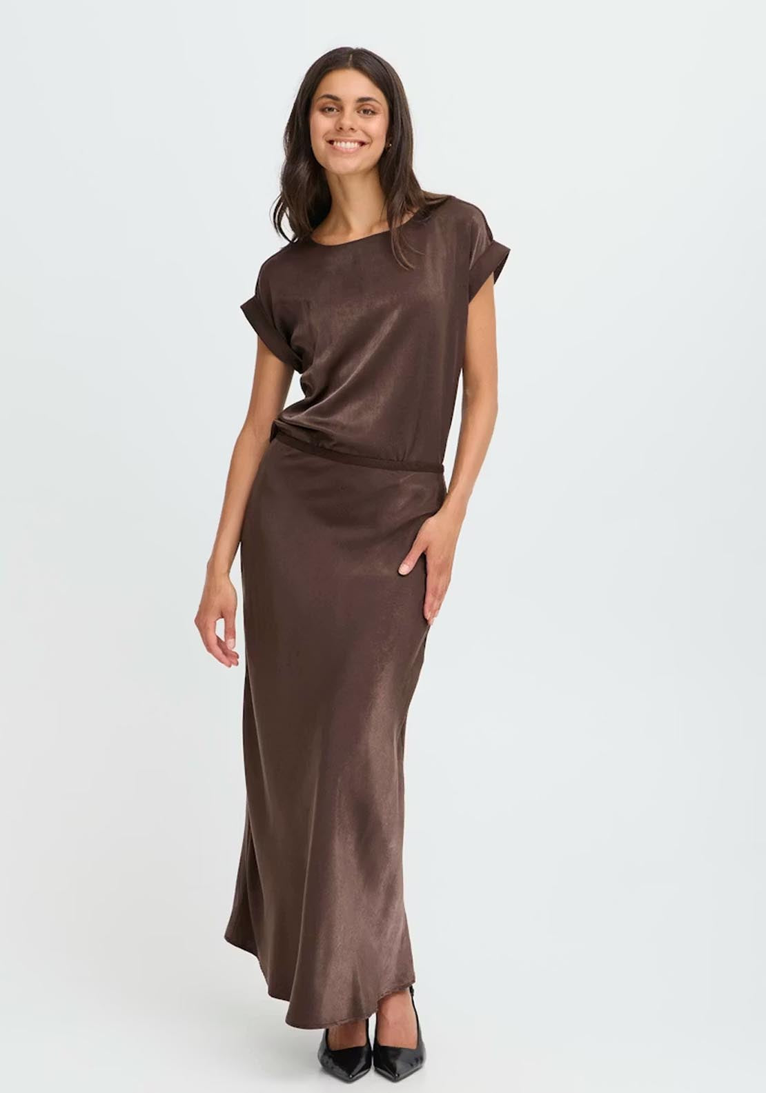 Fransa Shina Skirt - Brown 5 Shaws Department Stores