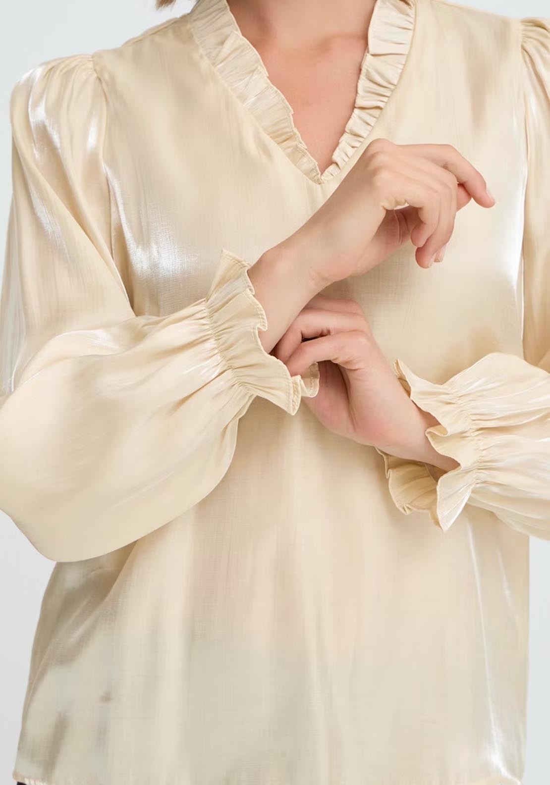 Fransa Yolanda Blouse - Oyster Gray 4 Shaws Department Stores