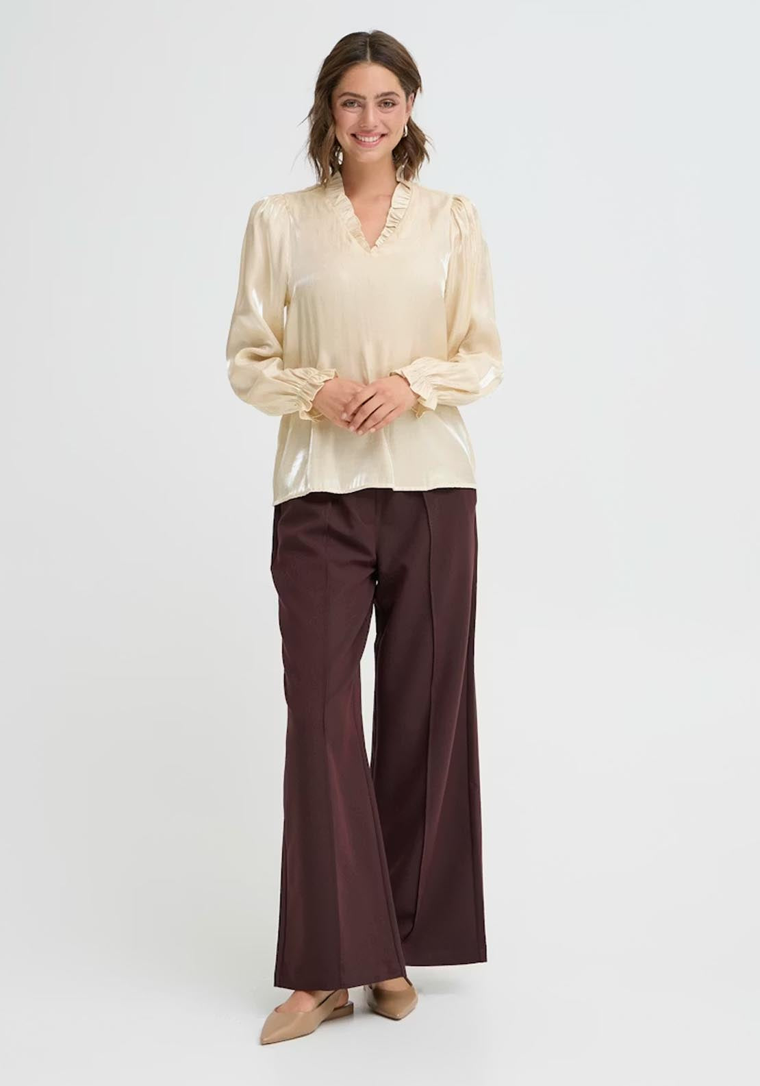 Fransa Yolanda Blouse - Oyster Gray 5 Shaws Department Stores