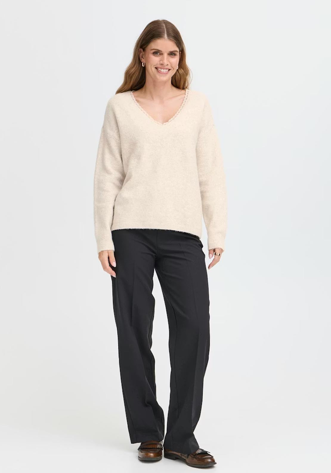 Fransa Ellen Pullover - Oatmeal Melange 5 Shaws Department Stores