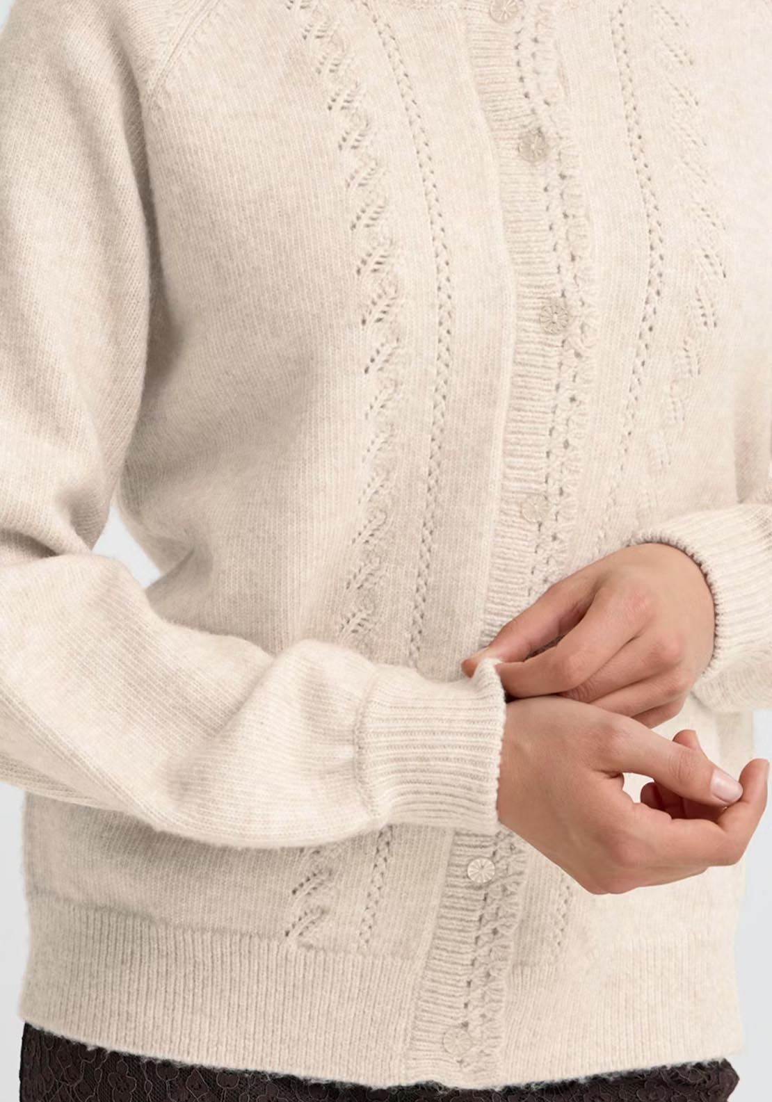 Fransa Elly Cardigan - Oatmeal Melange 4 Shaws Department Stores