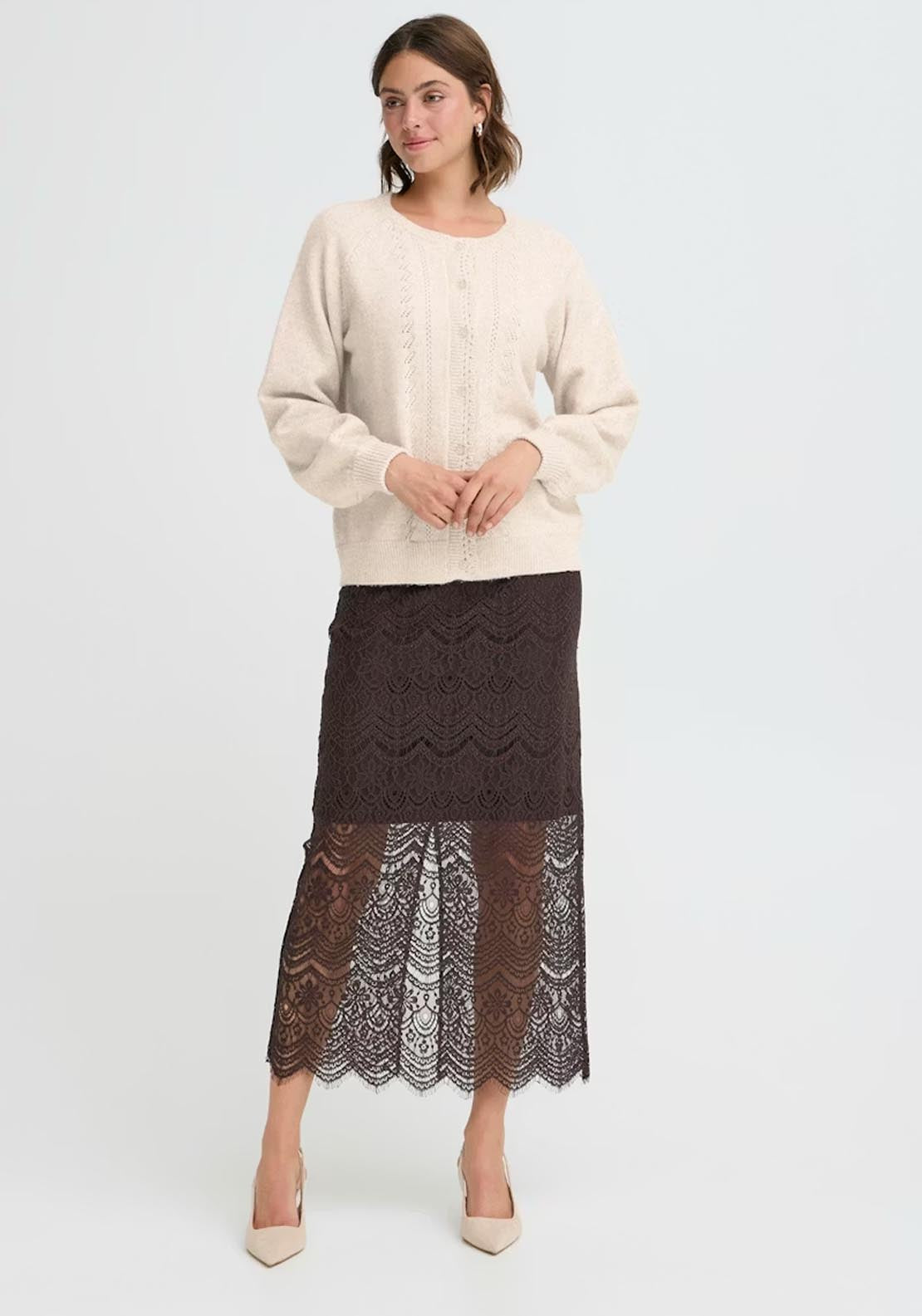Fransa Elly Cardigan - Oatmeal Melange 5 Shaws Department Stores