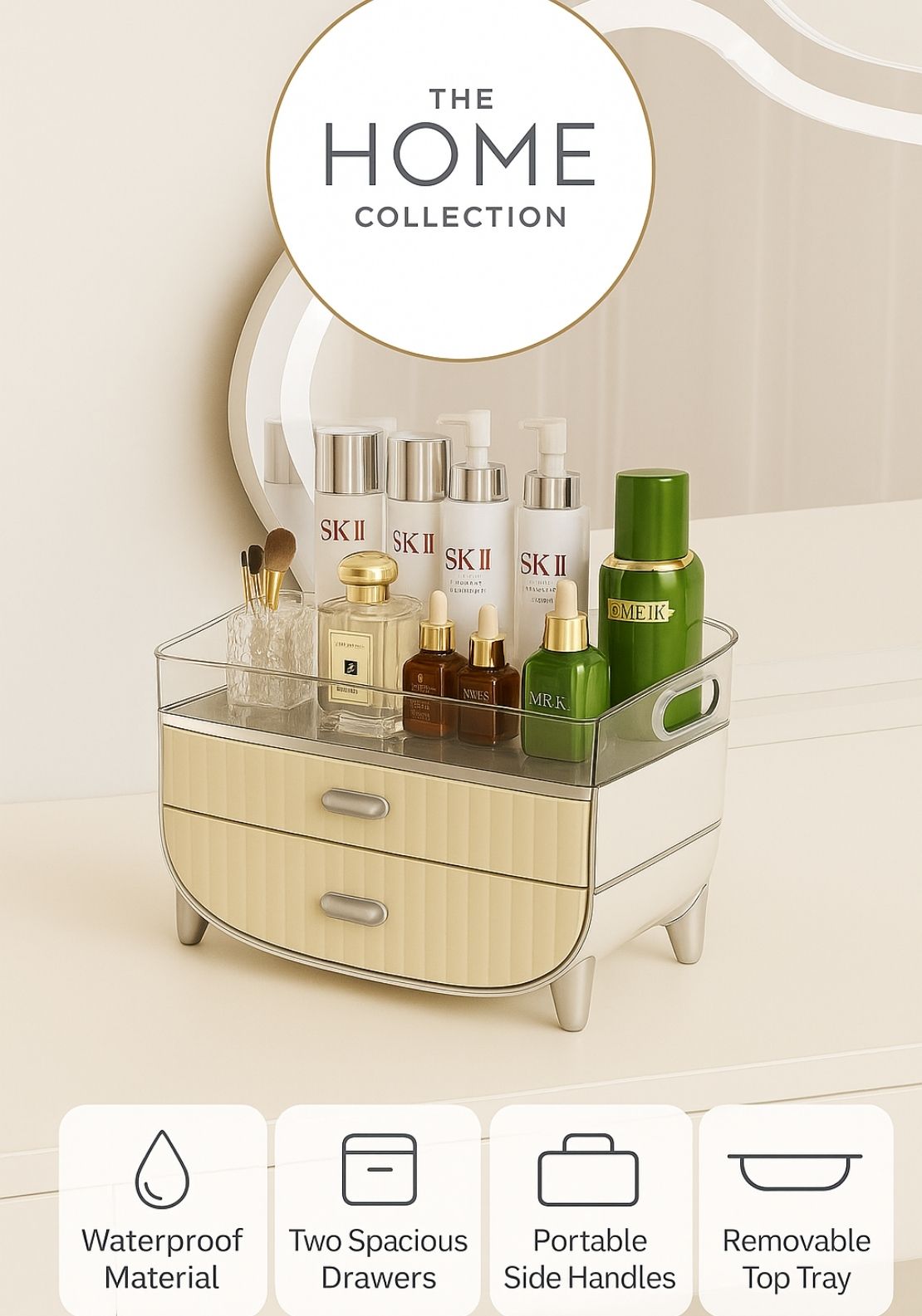 The Home Collection Cosmetic Storage Box - Cream 3 Shaws Department Stores