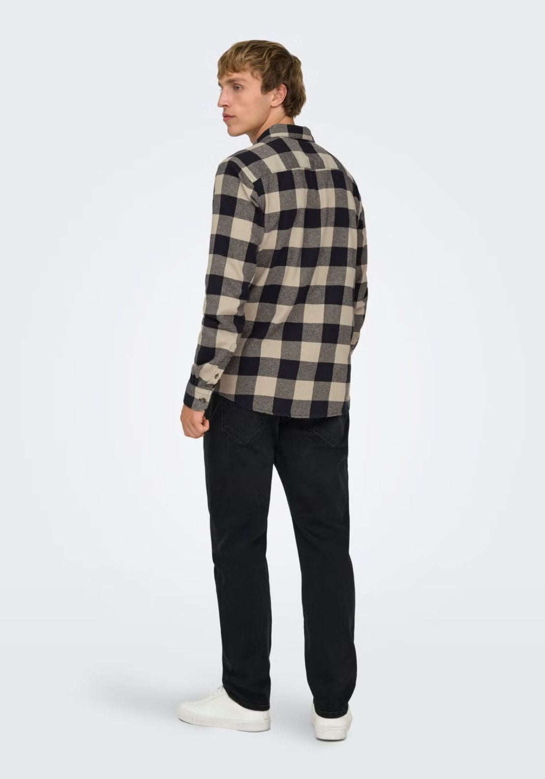 Only &amp; Sons Onsgudmund Check Shirt - Blue 2 Shaws Department Stores