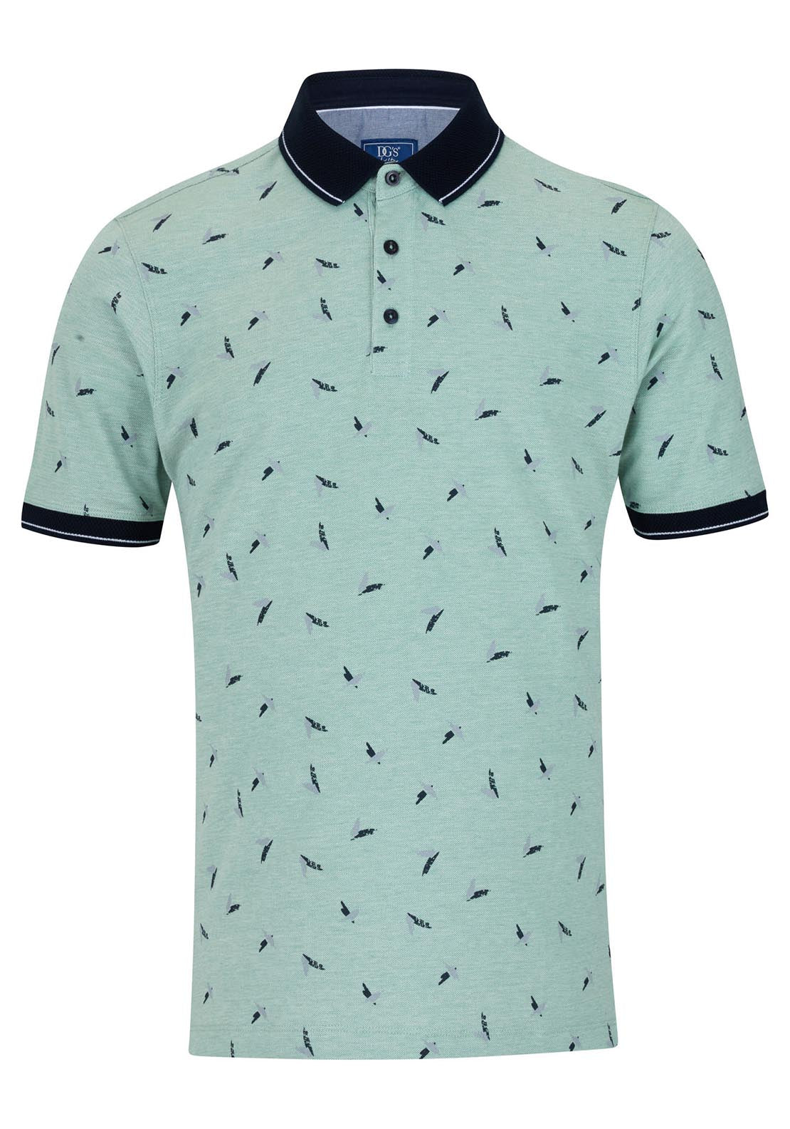 Drifter Short Sleeve Print Polo - Green 1 Shaws Department Stores