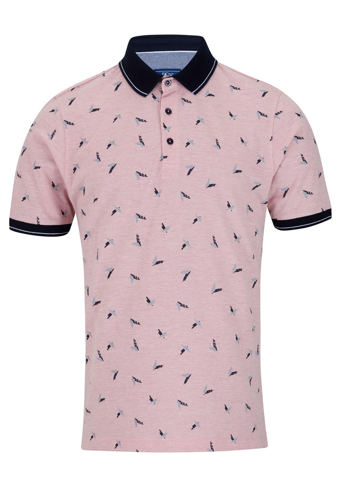 Drifter Short Sleeve Print Polo - Pink 1 Shaws Department Stores