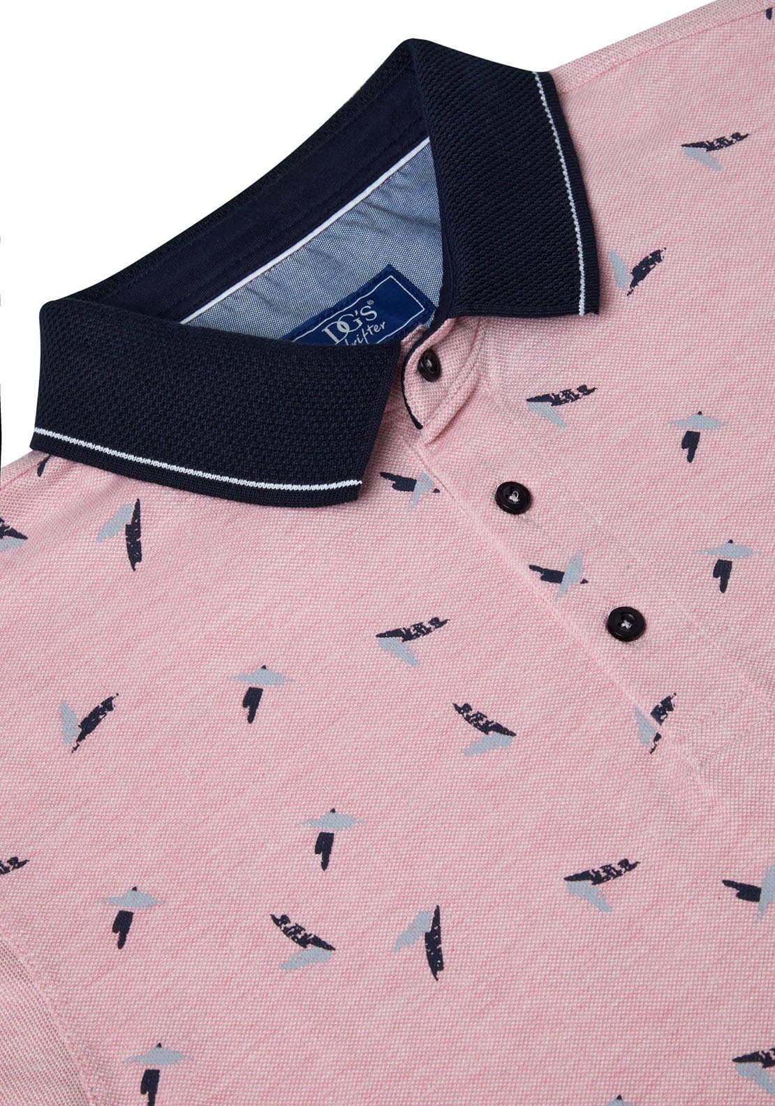 Drifter Short Sleeve Print Polo - Pink 3 Shaws Department Stores