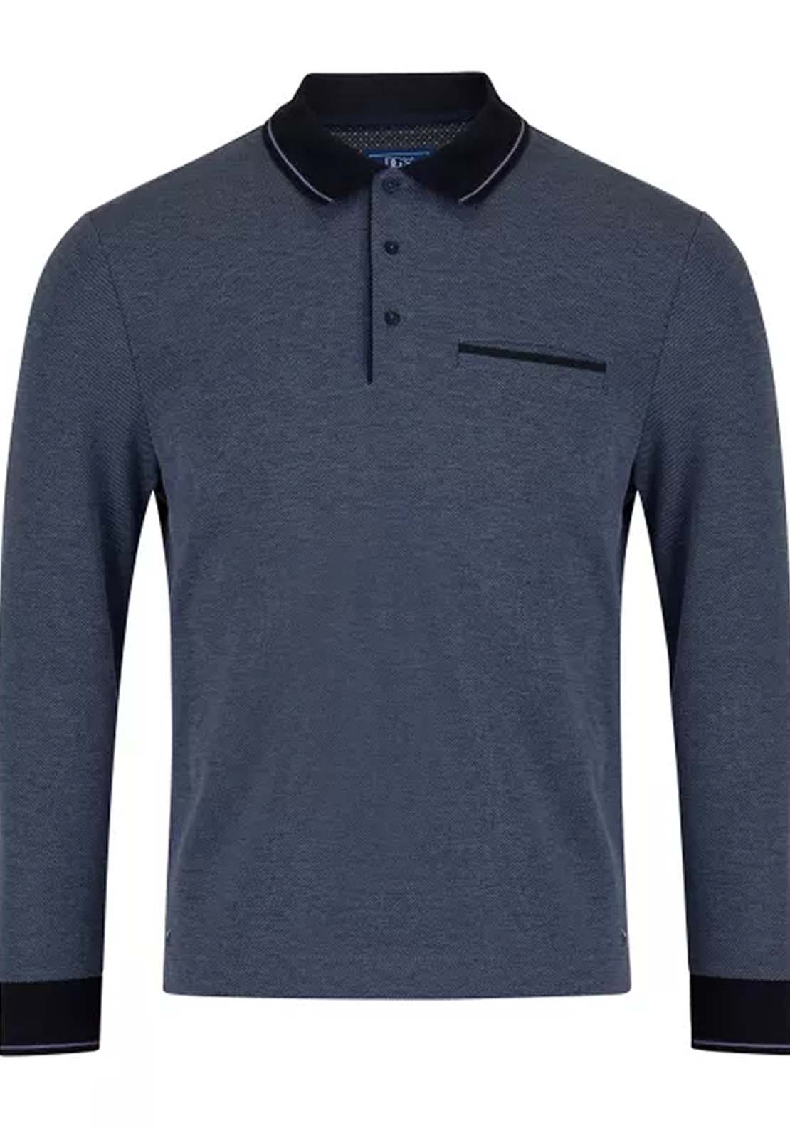 Drifter Long Sleeve Polo Shirt - Blue 1 Shaws Department Stores