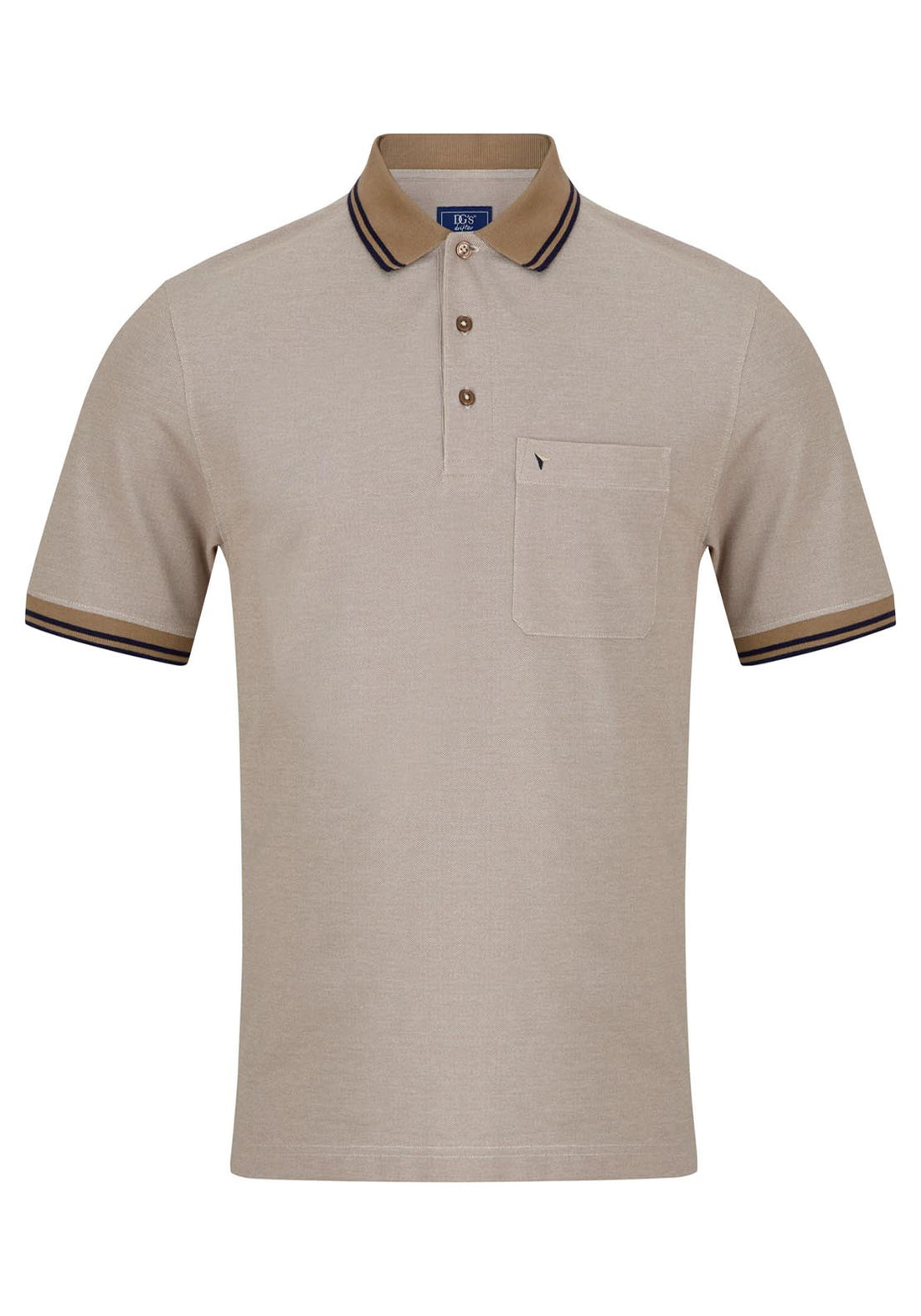 Drifter Short Sleeve Polo Shirt - Camel/gry 1 Shaws Department Stores