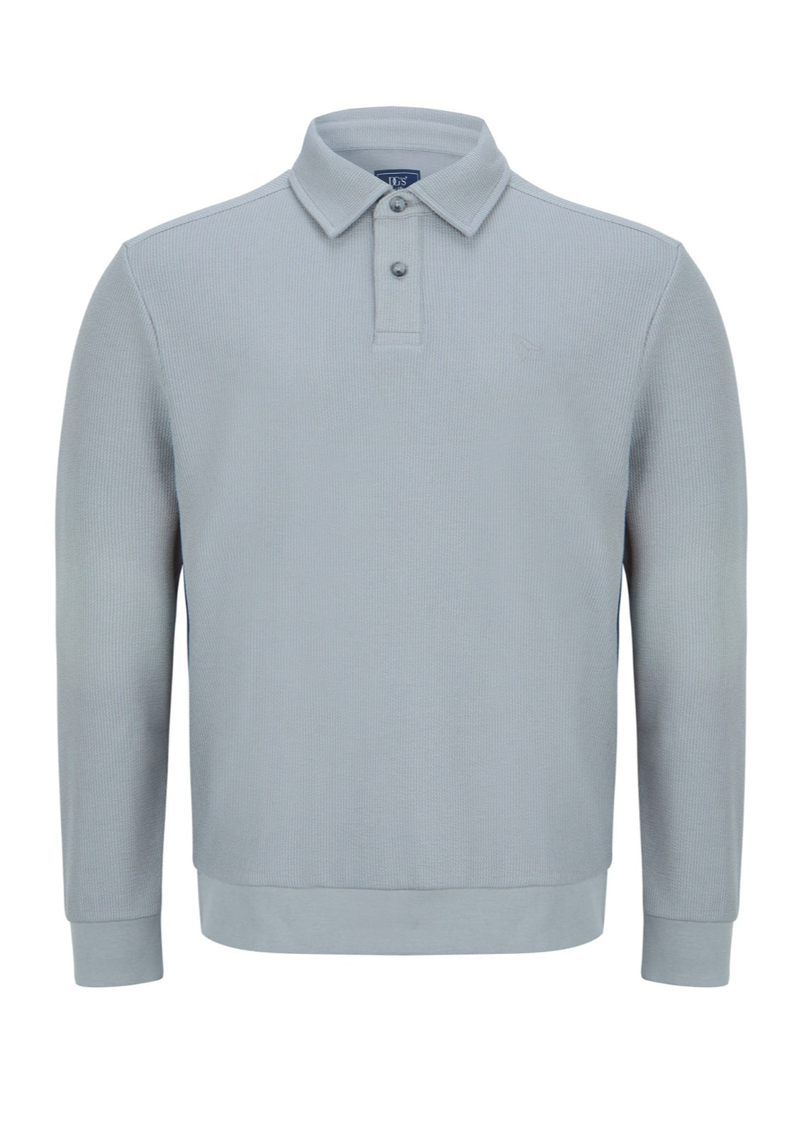 Drifter Long Sleeve 3 Button Polo With Elastane - Light Grey 1 Shaws Department Stores