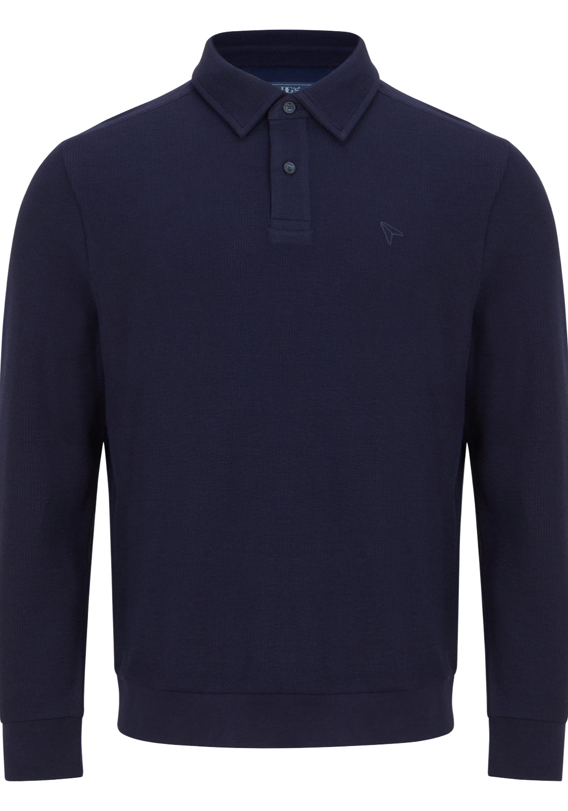 Drifter Long Sleeve 3 Button Polo With Elastane - Navy 1 Shaws Department Stores