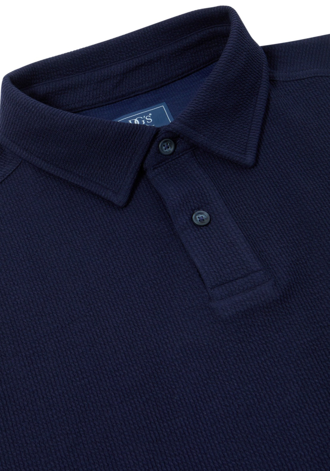 Drifter Long Sleeve 3 Button Polo With Elastane - Navy 2 Shaws Department Stores