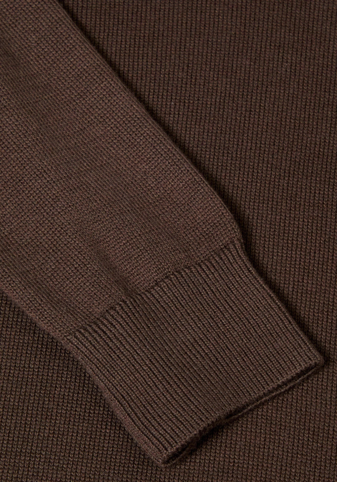 V Neck Cotton Knit Sweater - Brown
