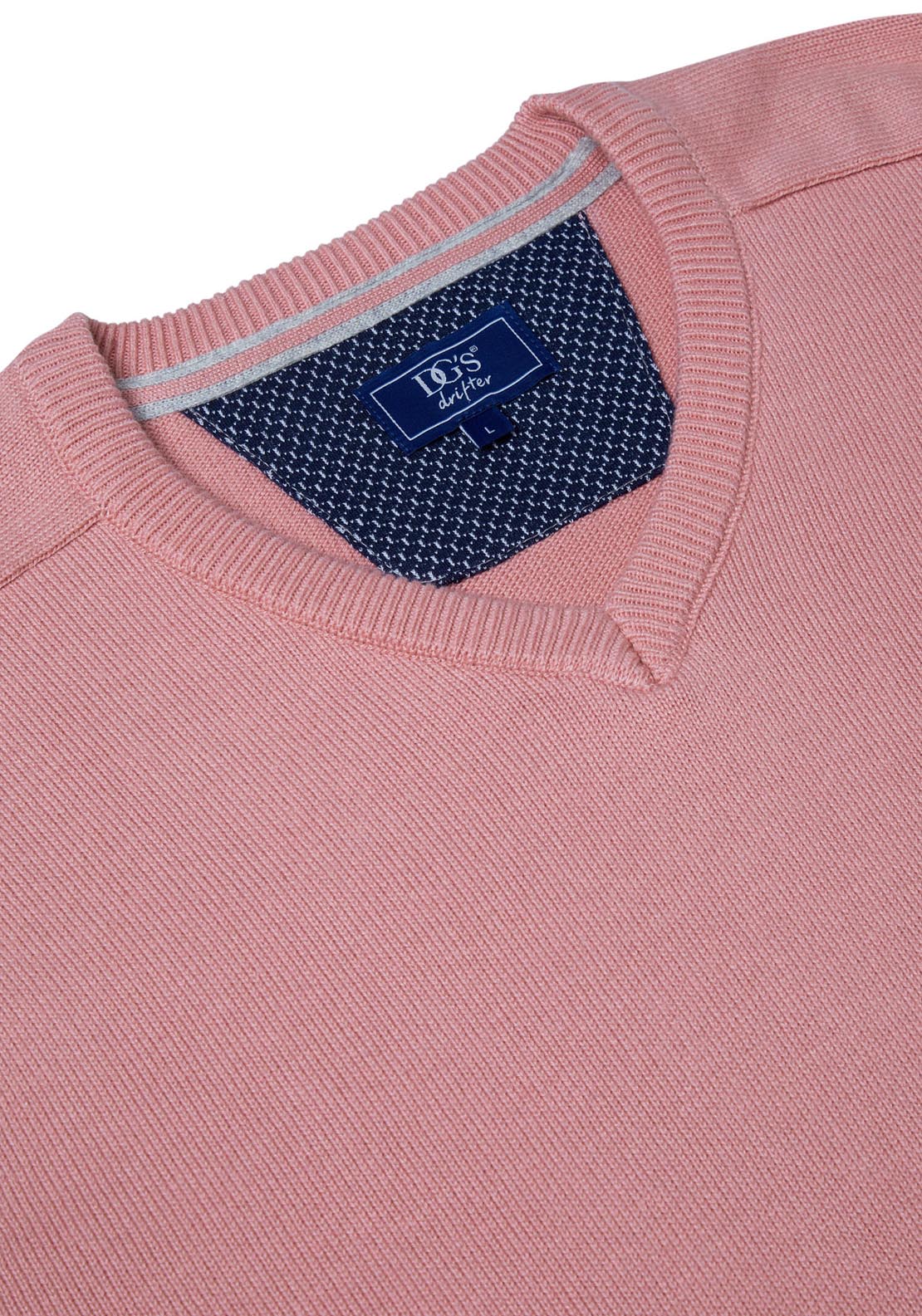 Drifter V Neck Cotton Knitwear - Pink 4 Shaws Department Stores