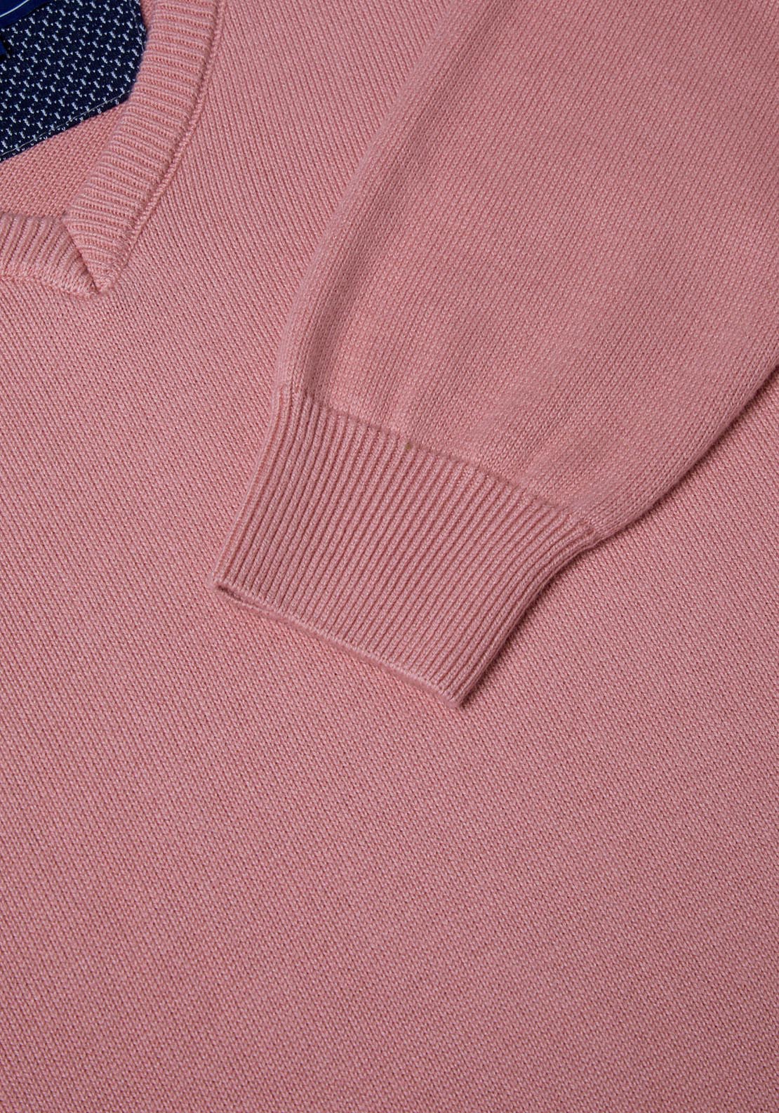 Drifter V Neck Cotton Knitwear - Pink 3 Shaws Department Stores