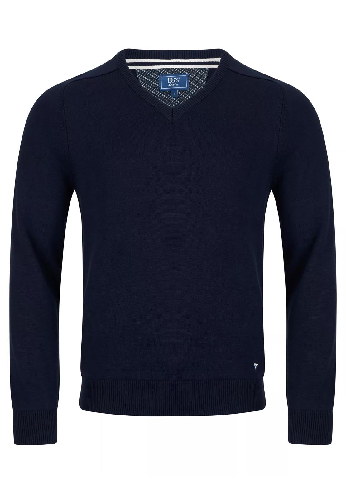 Drifter DG Drifter Vee Neck Sweater - Navy 1 Shaws Department Stores