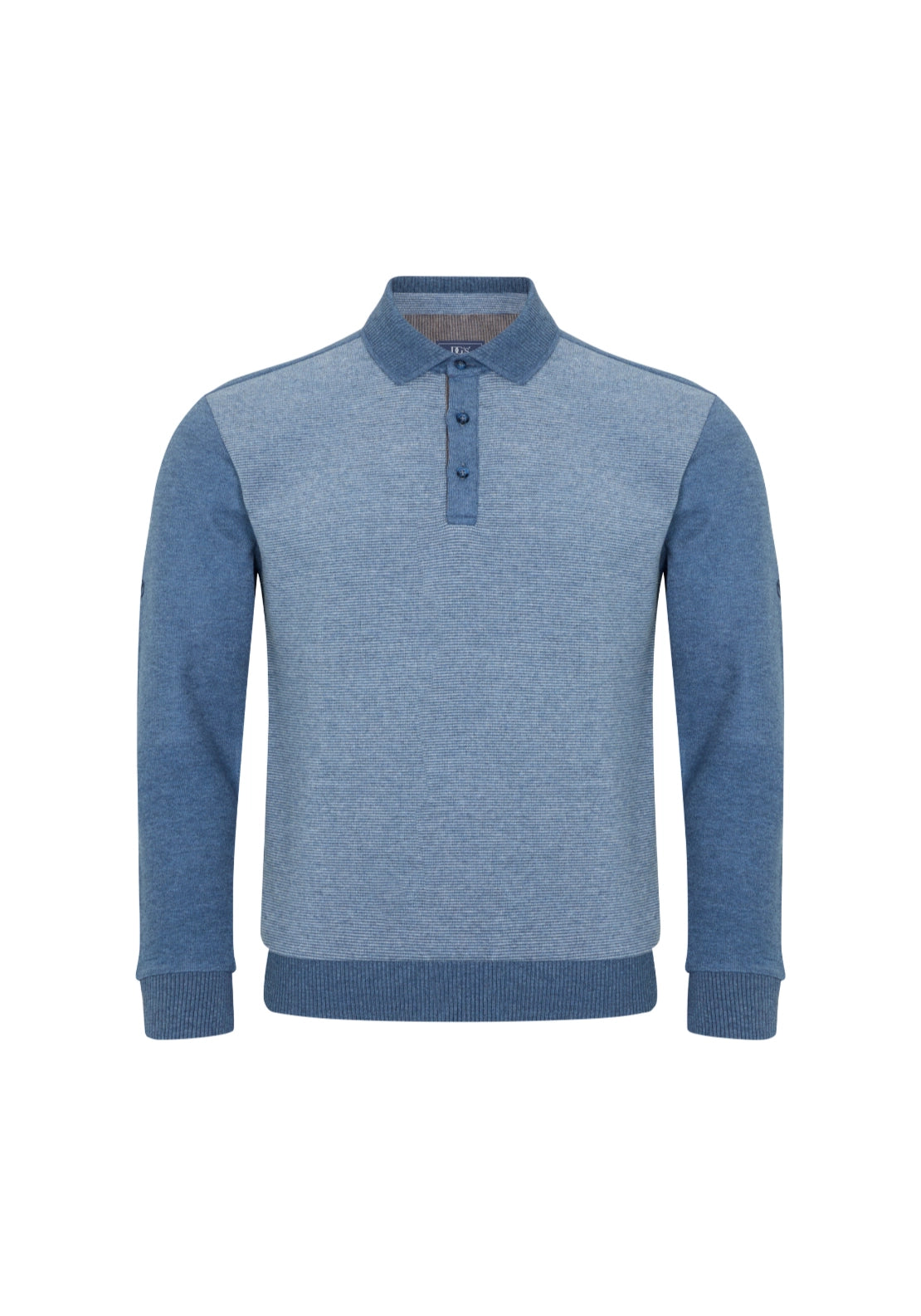 3 Button Polo Sweatshirt - Blue