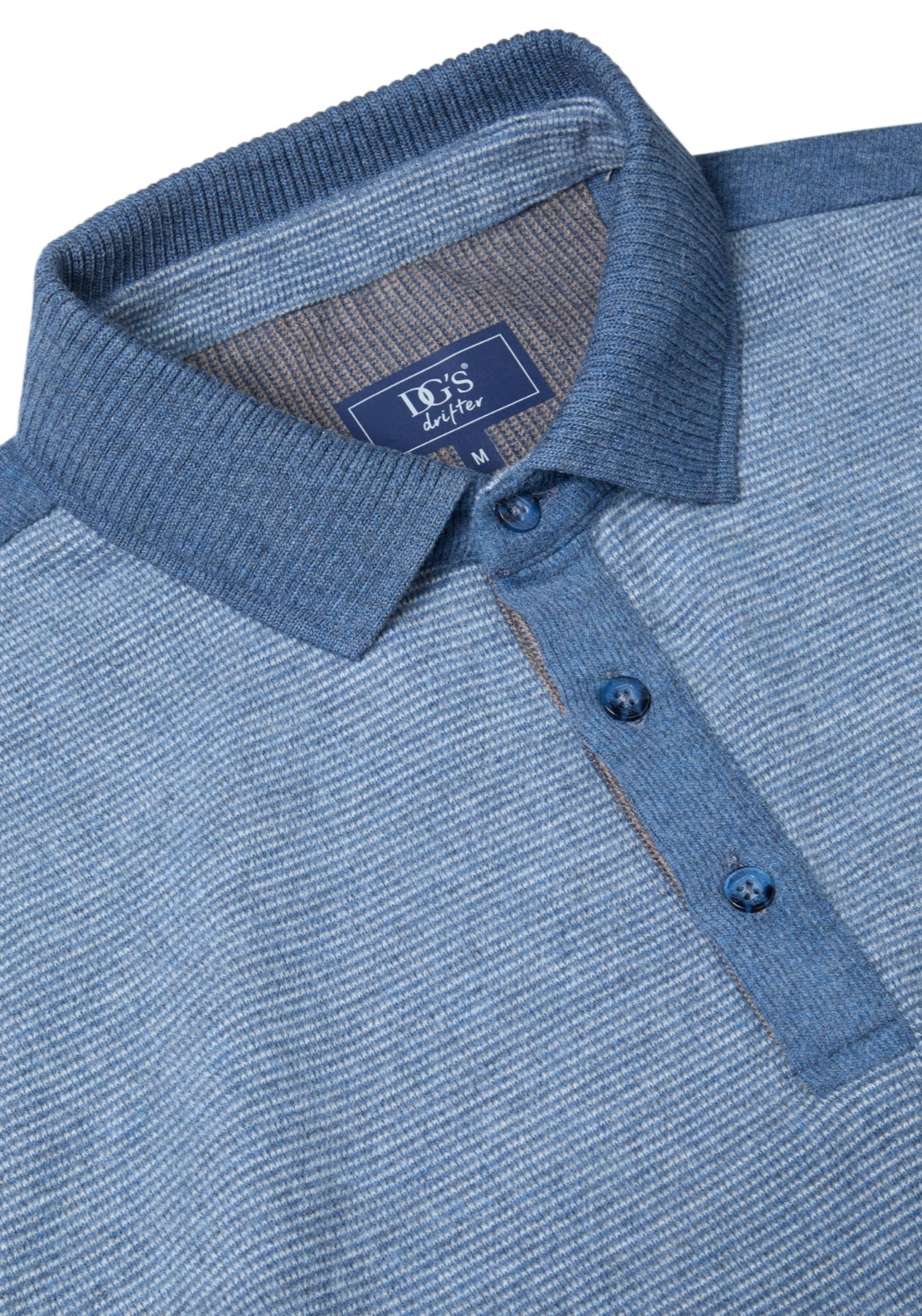 3 Button Polo Sweatshirt - Blue
