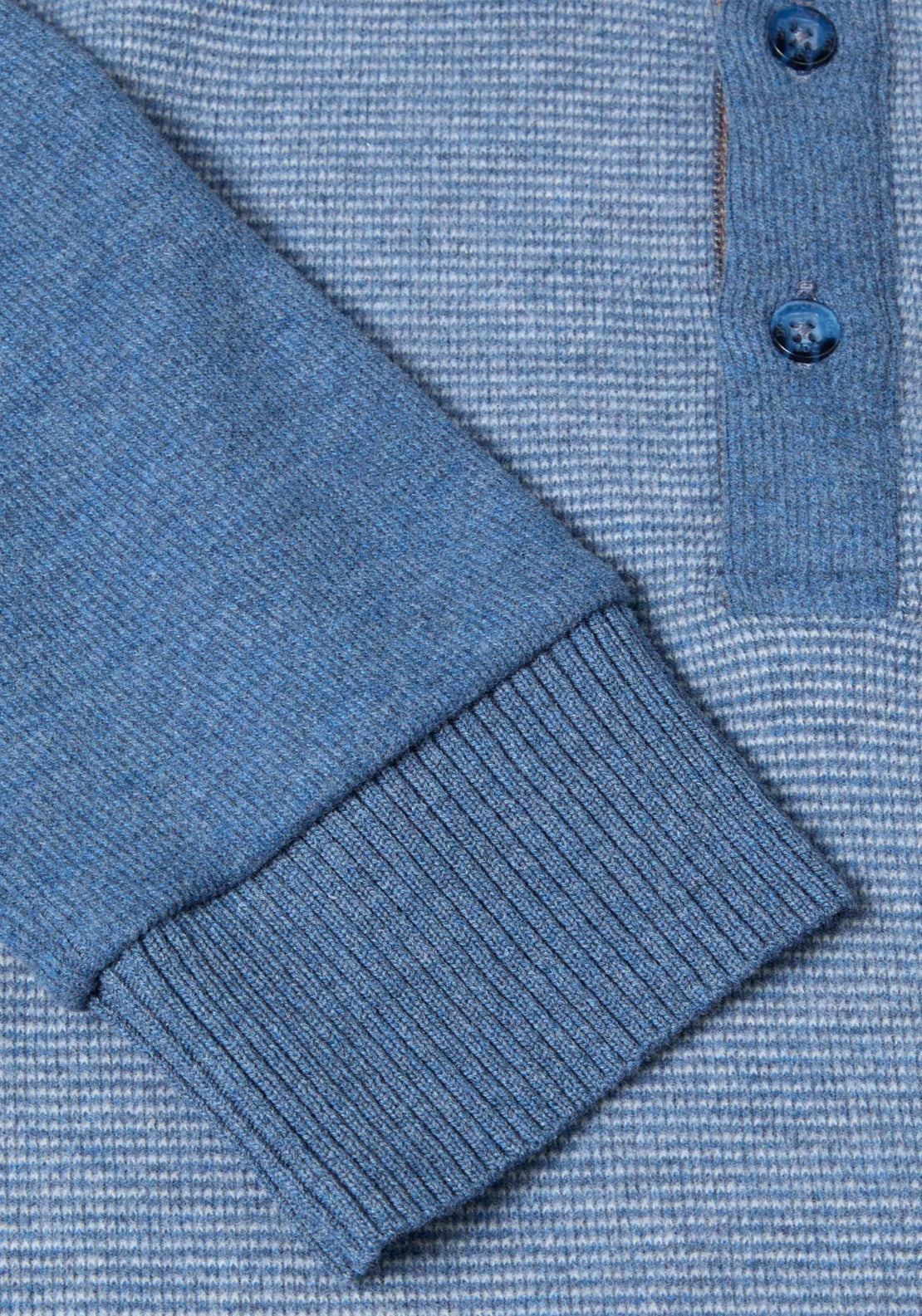 3 Button Polo Sweatshirt - Blue