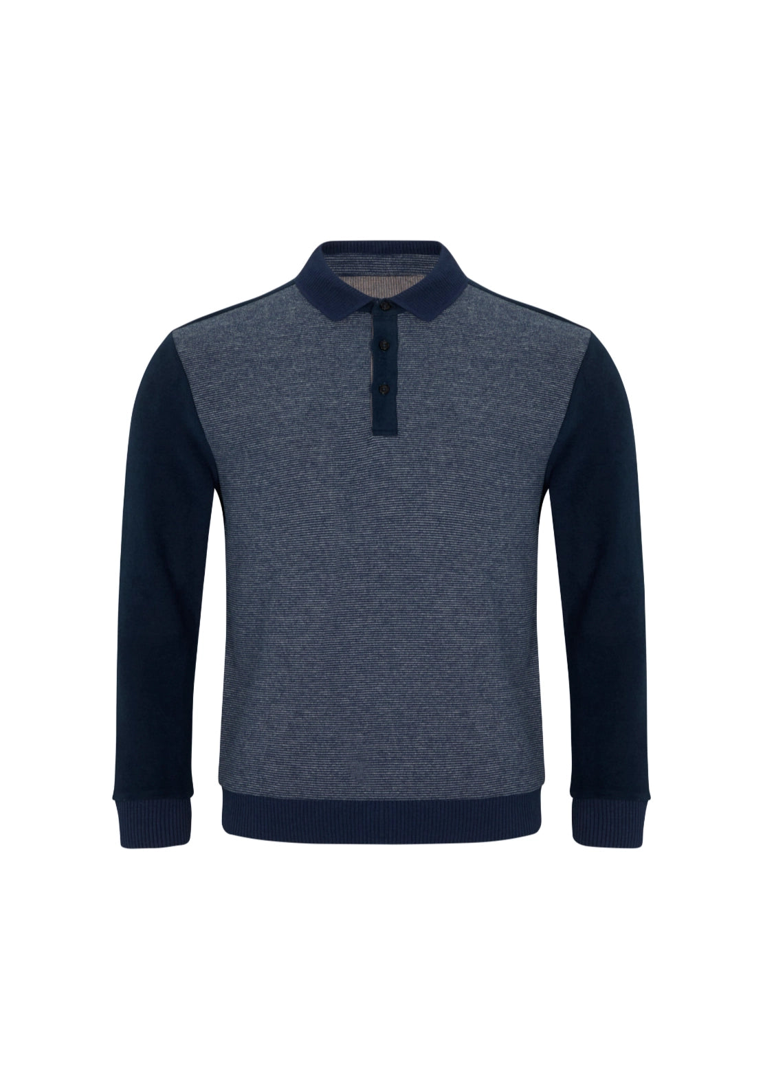 3 Button Polo Sweatshirt - Navy