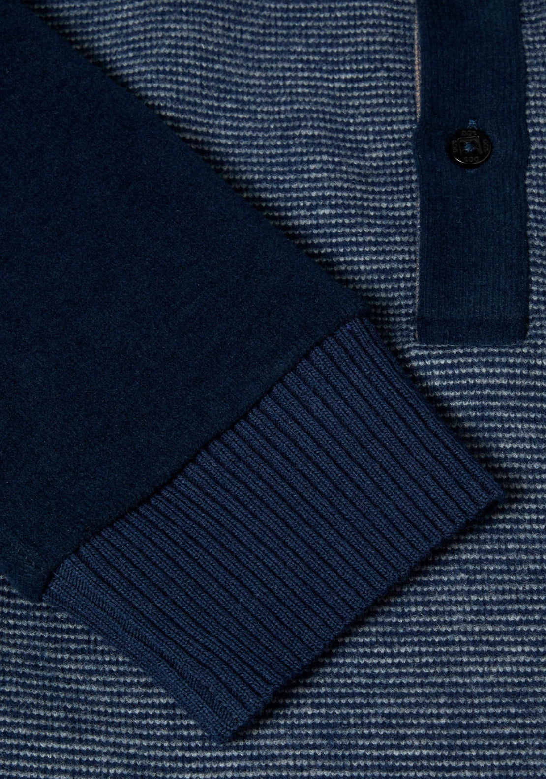 3 Button Polo Sweatshirt - Navy