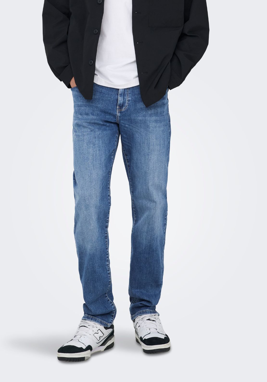 Only &amp; Sons Mid Waist Regular Fit Jeans - Blue 1 Shaws Department Stores