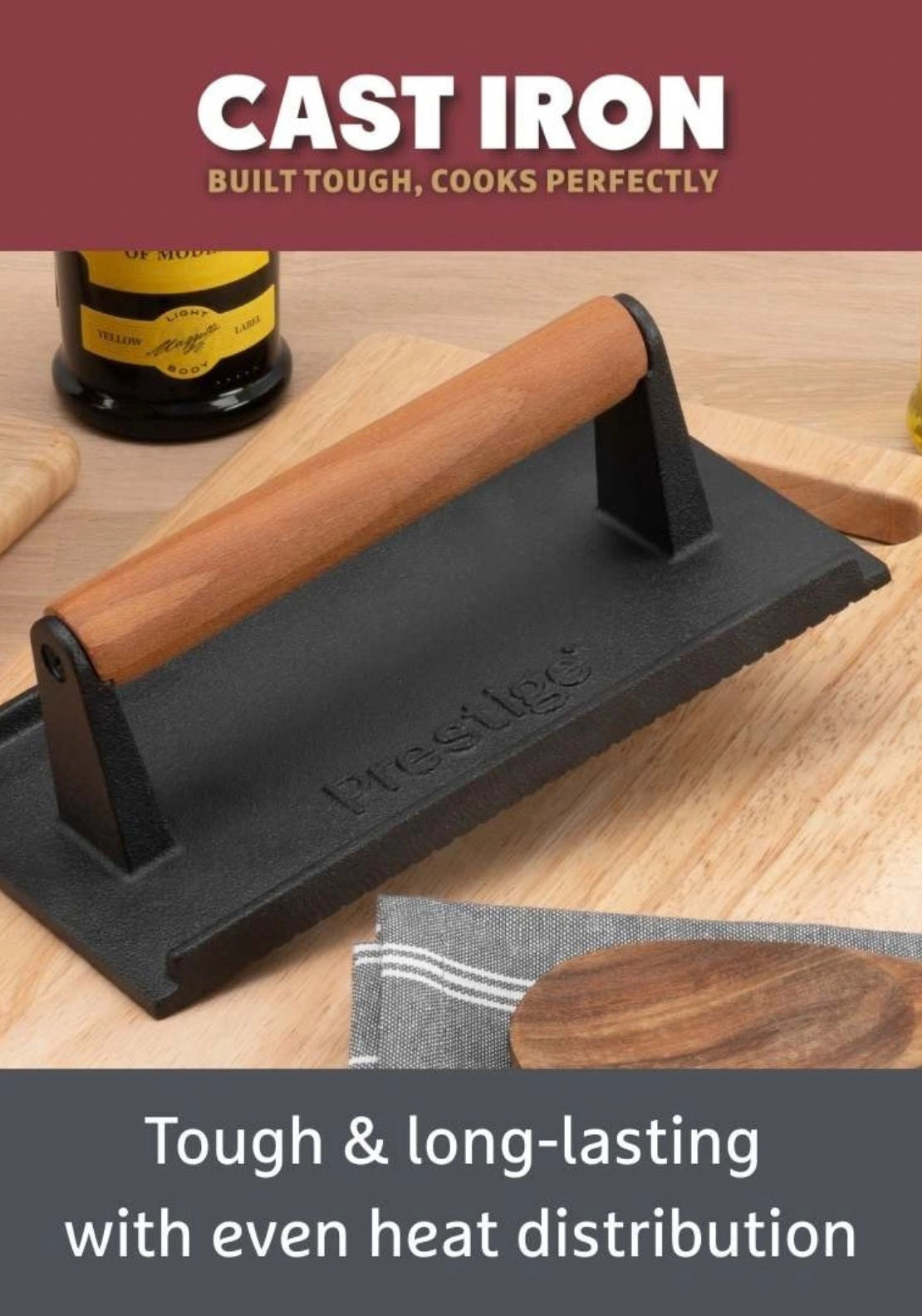 Cast Iron Grill Press - Black