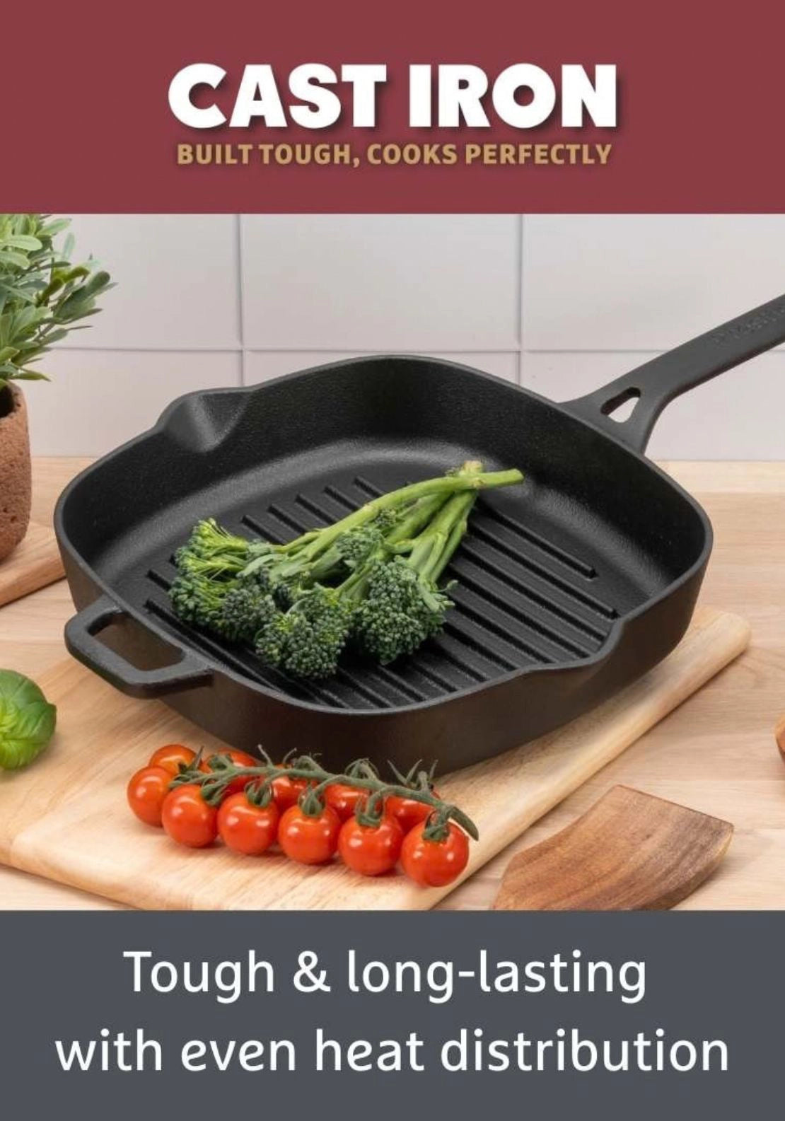 Cast Iron Grill Pan 25cm - Black