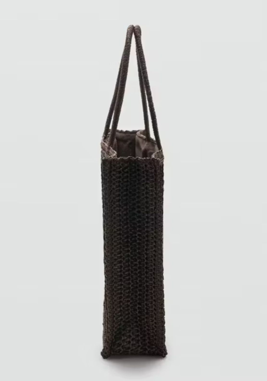 Mango Harper Natural Fibre Tote Bag - Brown 3 Shaws Department Stores
