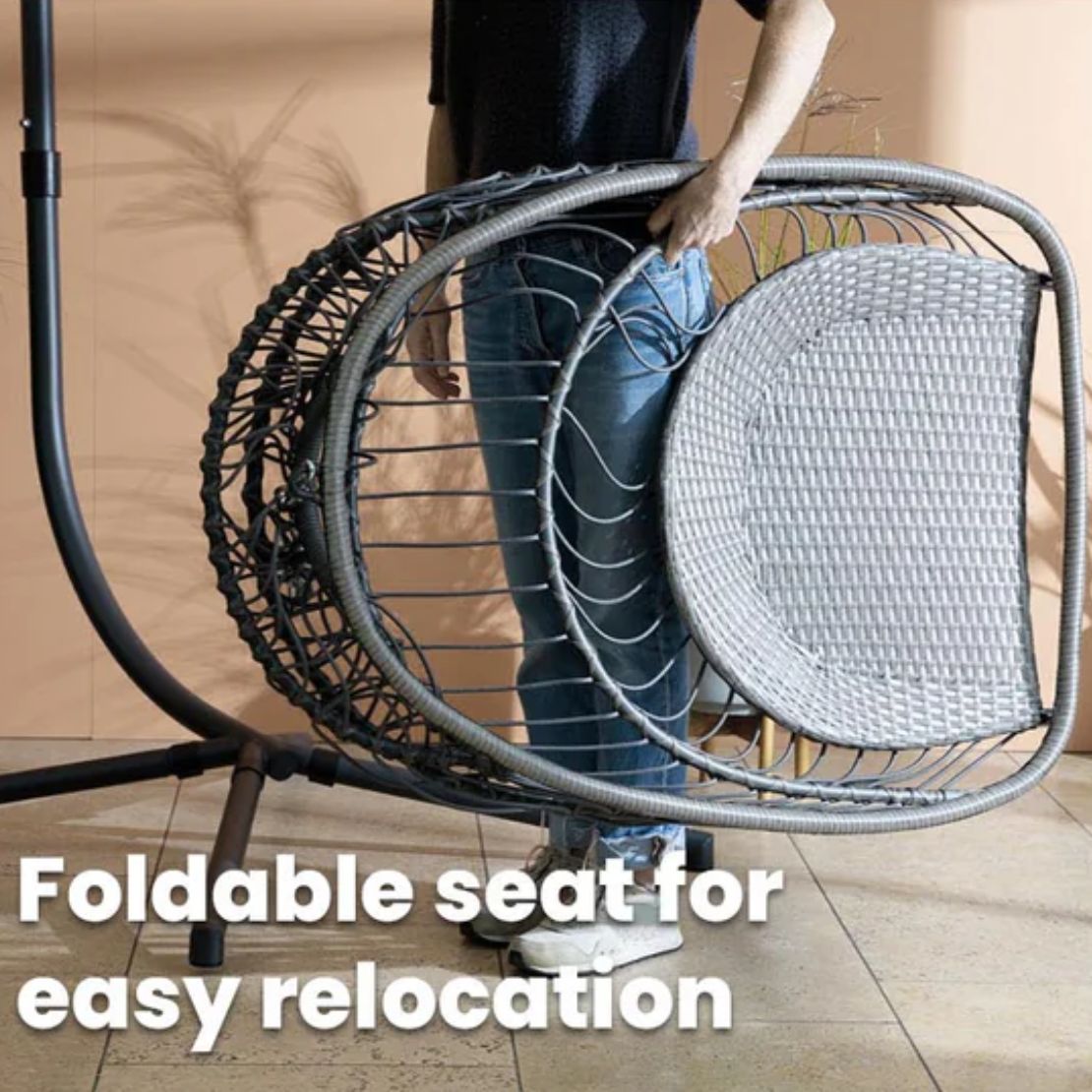 The Home Collection Single Seat Swinging Egg Chair Charcoal - Grey 5 Shaws Department Stores