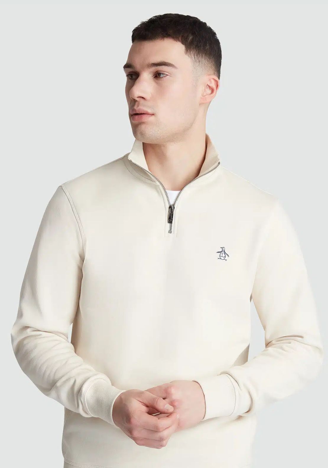 Penguin Sticker Pete 1/4 Zip Sweatshirt - 252 Birch 3 Shaws Department Stores
