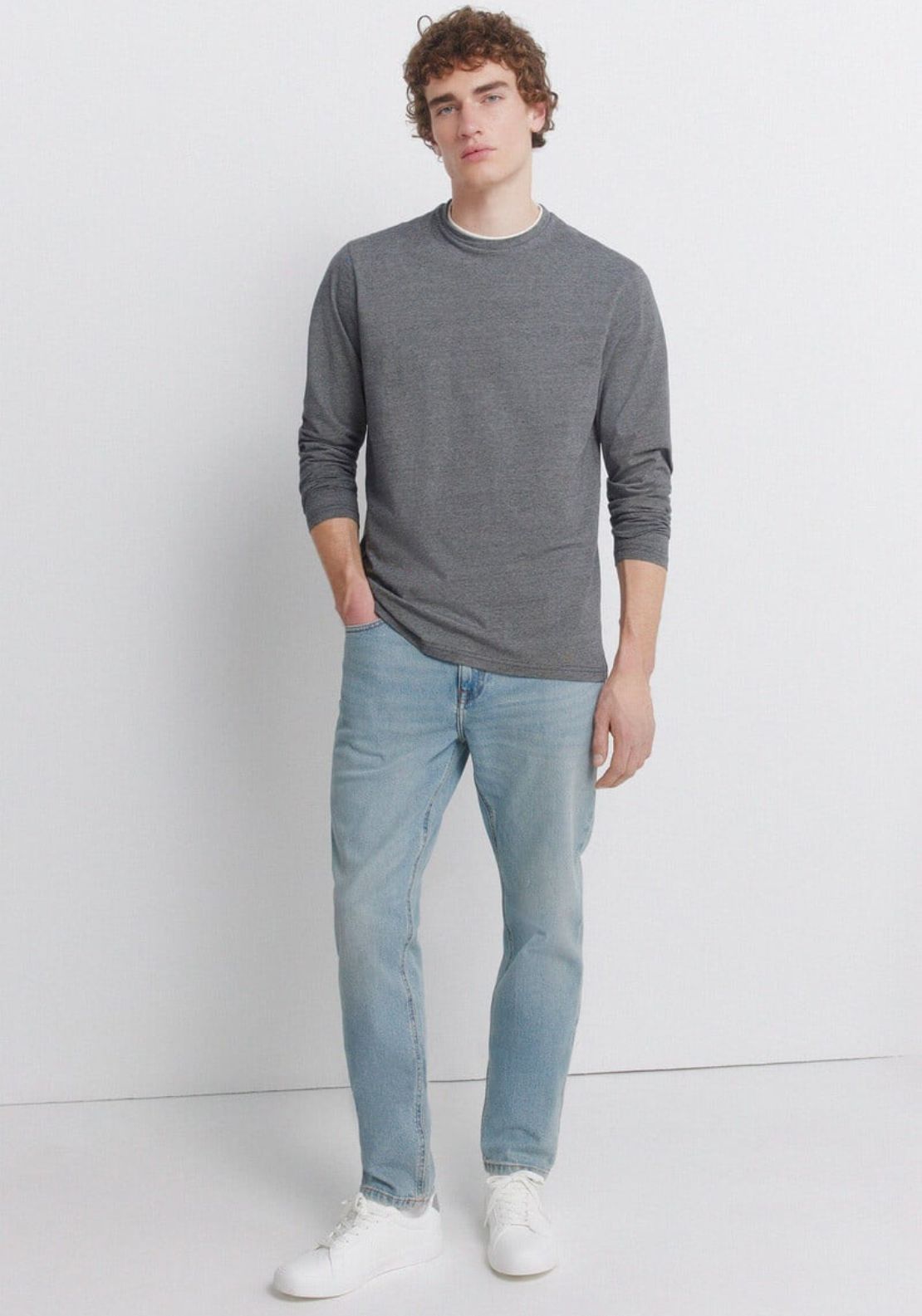 Springfield Long Sleeve T-Shirt With Micro Stripe - Black 4 Shaws Department Stores
