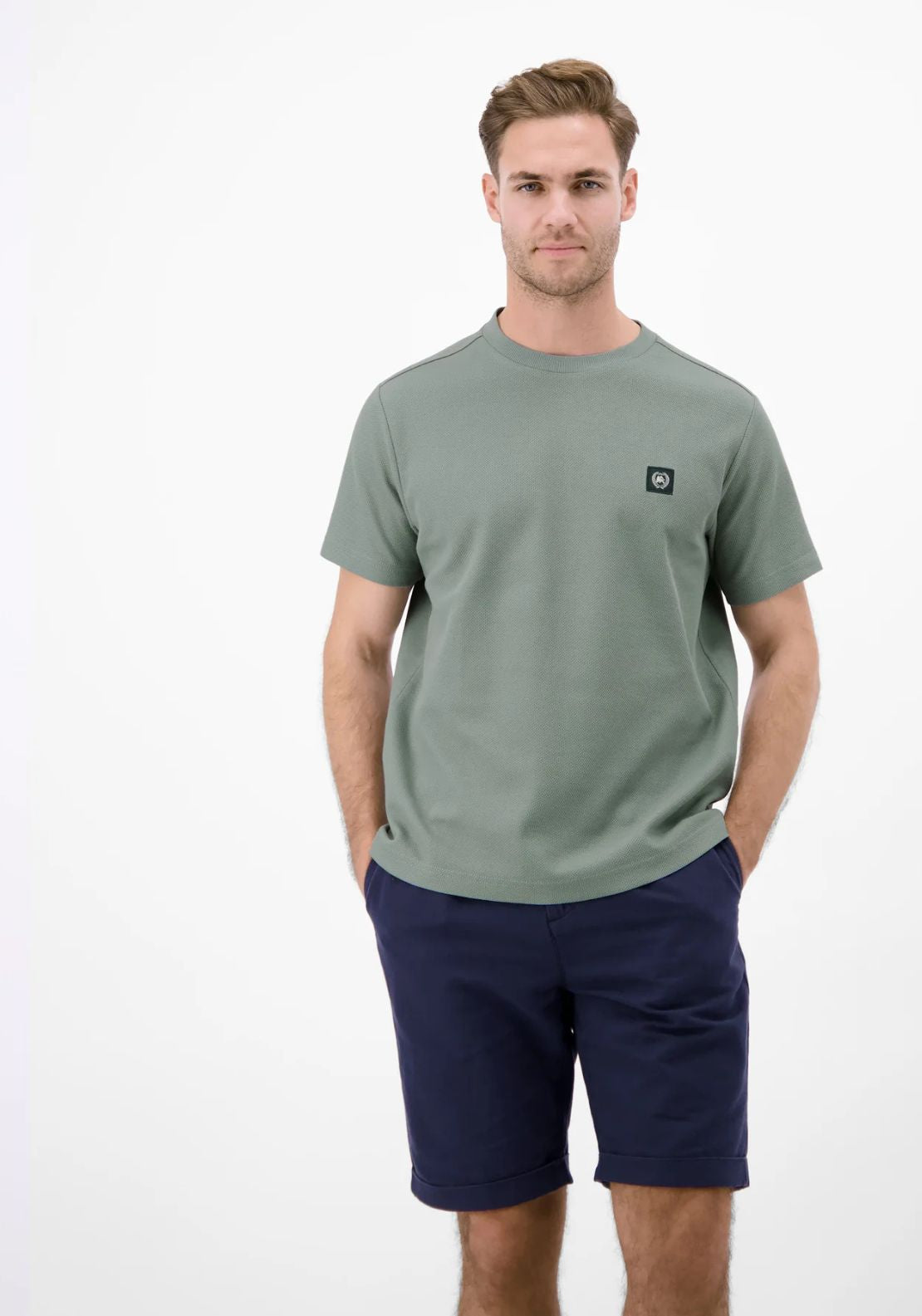 Lerros 100% Cotton Waffle Texture T-Shirt - Grey 1 Shaws Department Stores