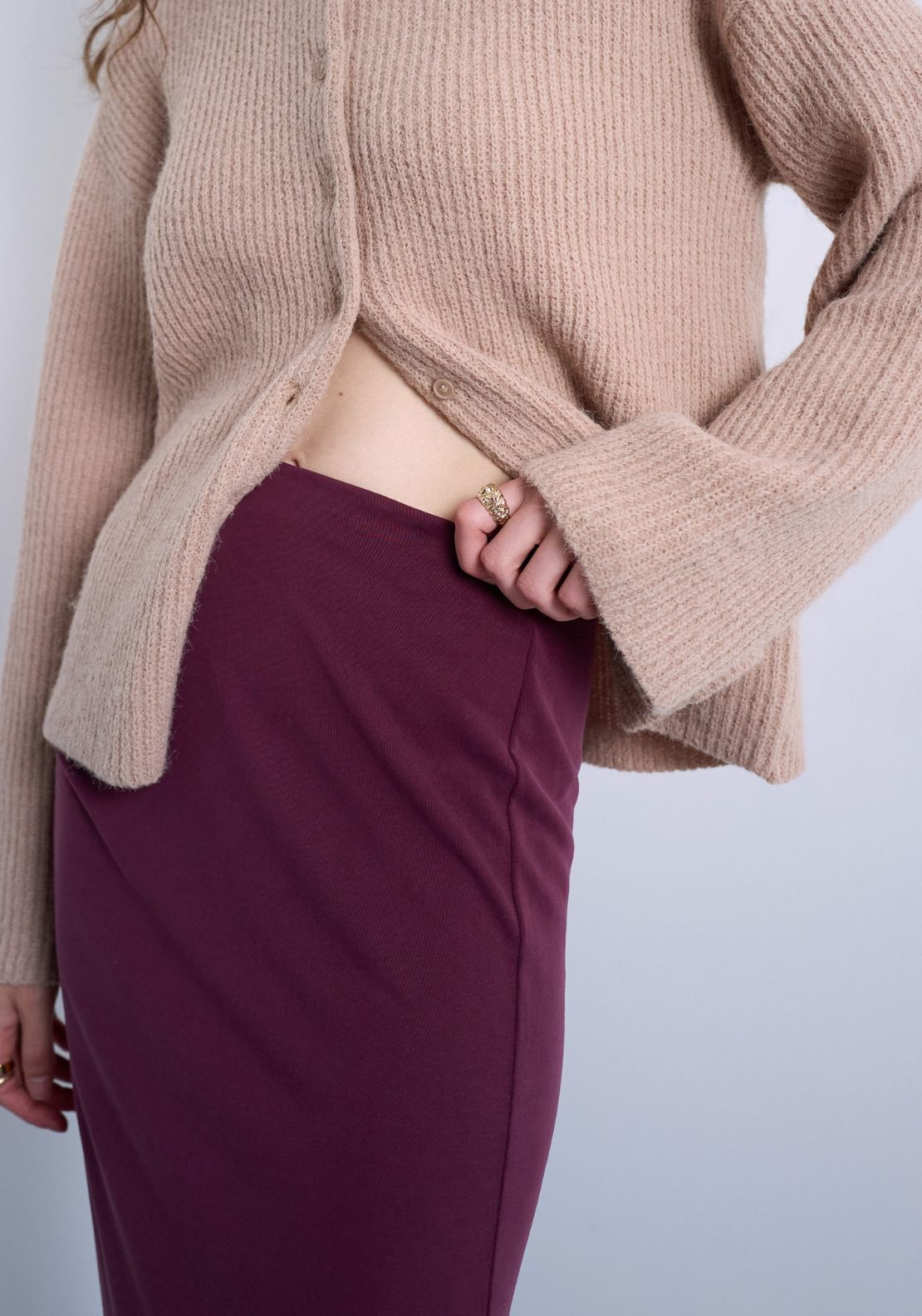 Topshop Josie Ruched Maxi Skirt - Burgundy 4 Shaws Department Stores