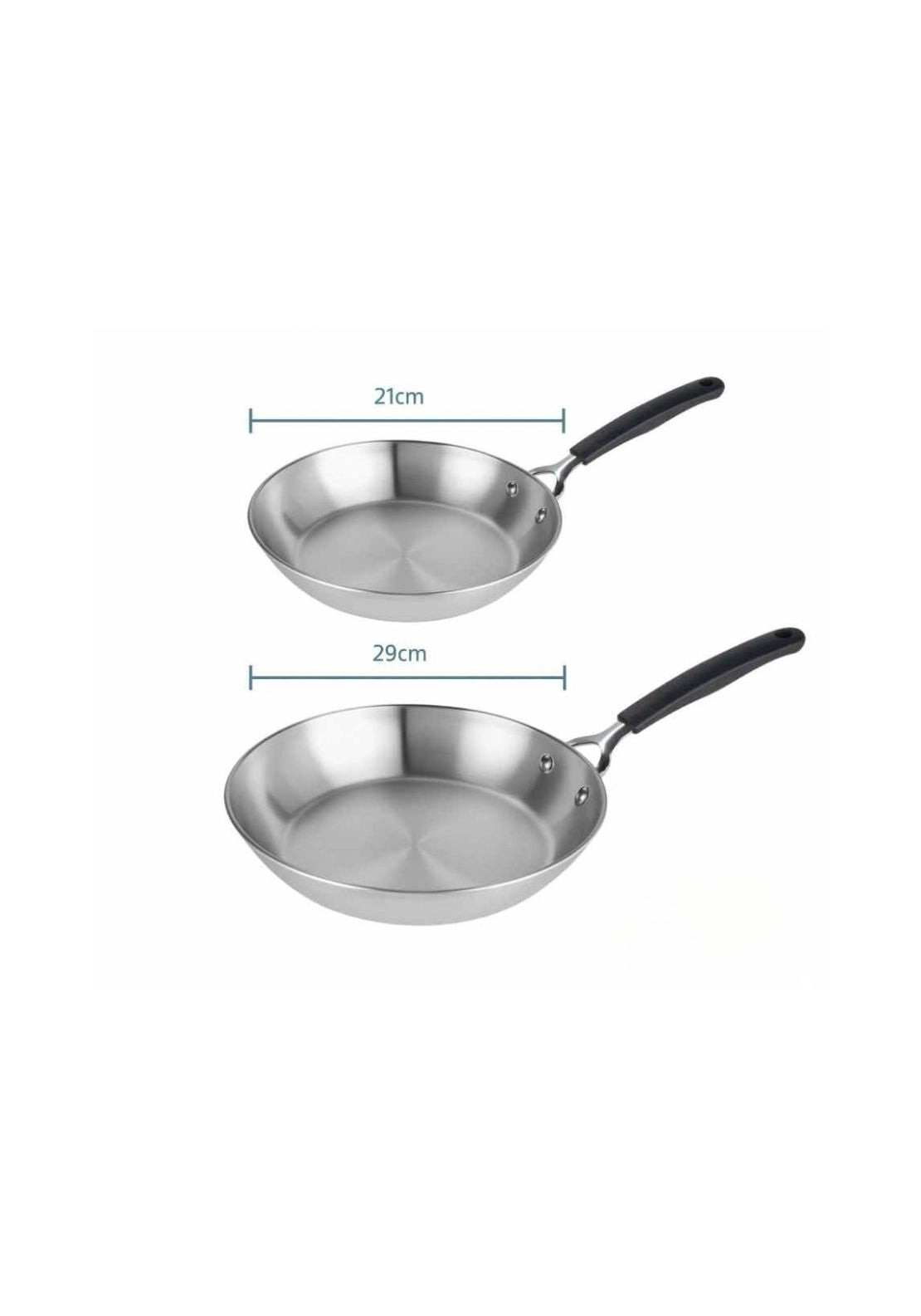 Made To Last Stainless Steel Frypan Twin Pack 21cm &amp; 29cm - Stainless Steel