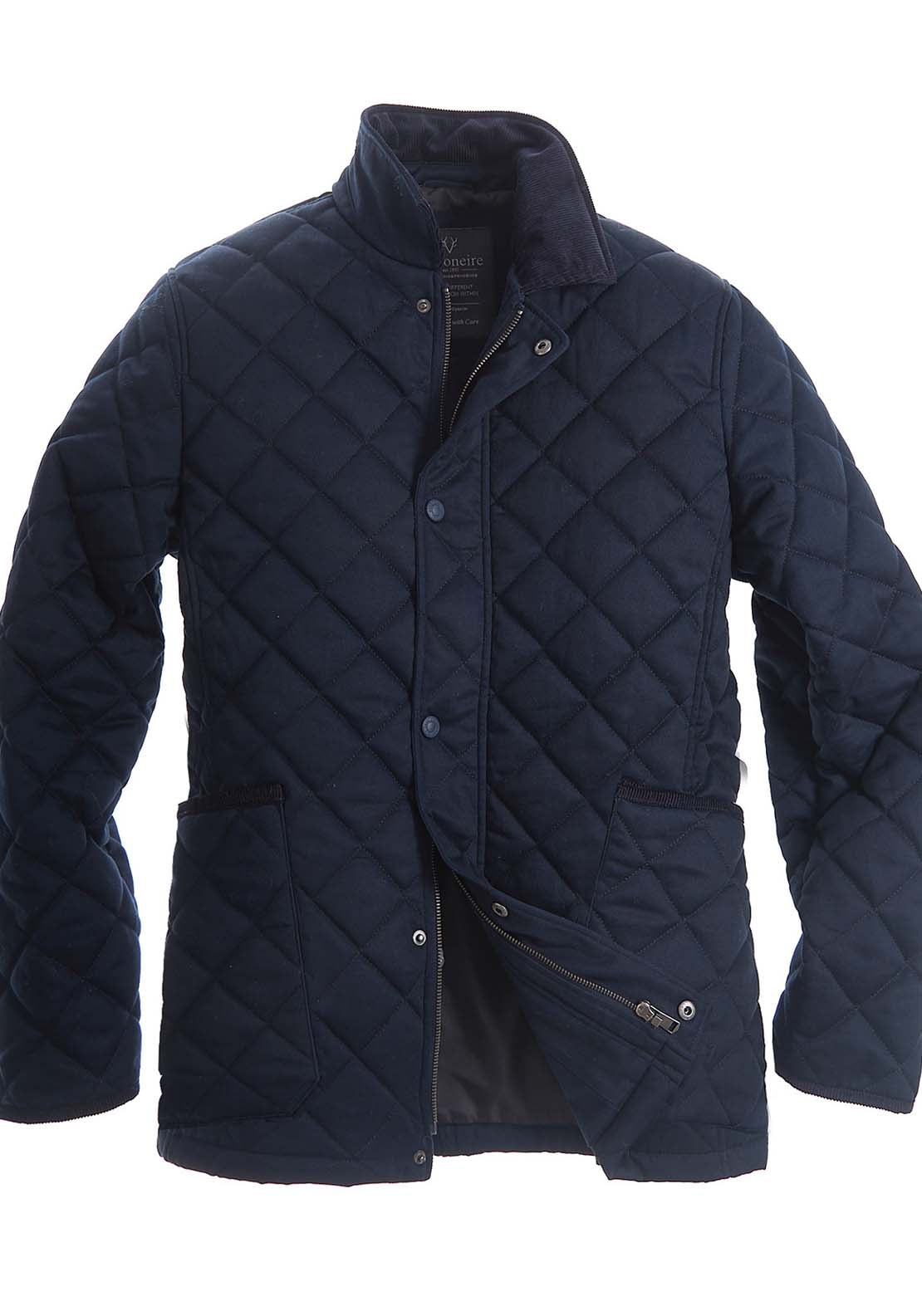 Vedoneire Mens Cotton Diamond Quilt Jacket - Navy 1 Shaws Department Stores